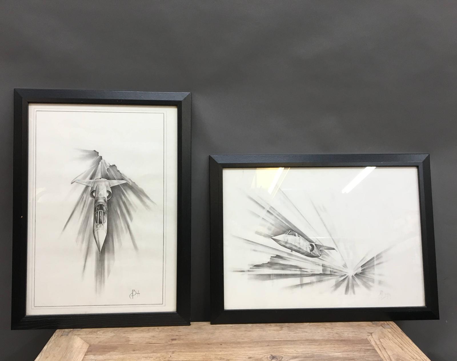 Pair of 1950s / 1960s Aeronautical Sketches, Signed (1 of 7)