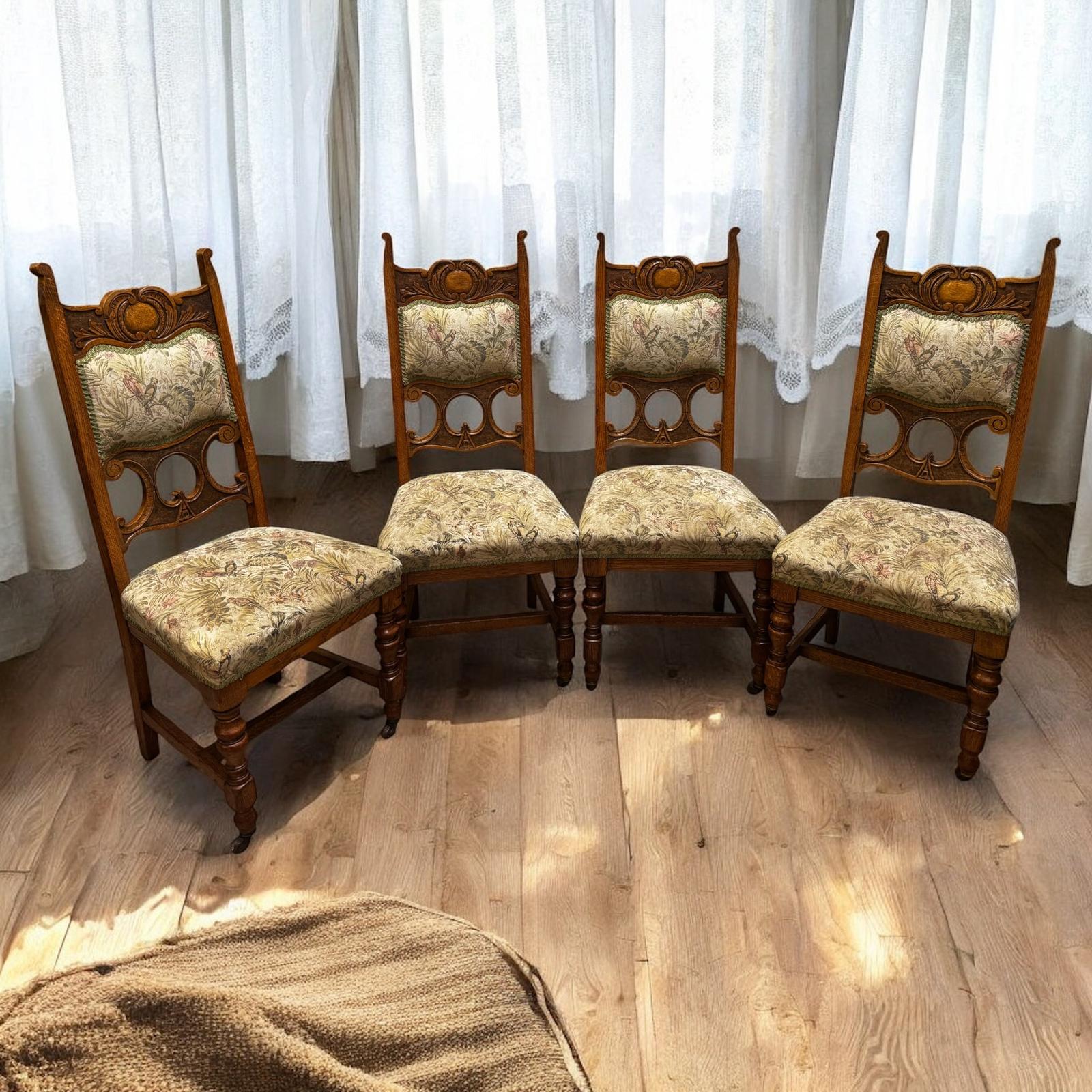 Antique Edwardian Dining Chairs / Set of 4 c.1910 (1 of 12)