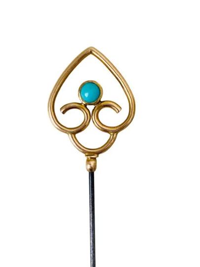Antique Double Sided 9 Carat Gold Hat Pin with Turquoise Jewel c.1910 (1 of 10)