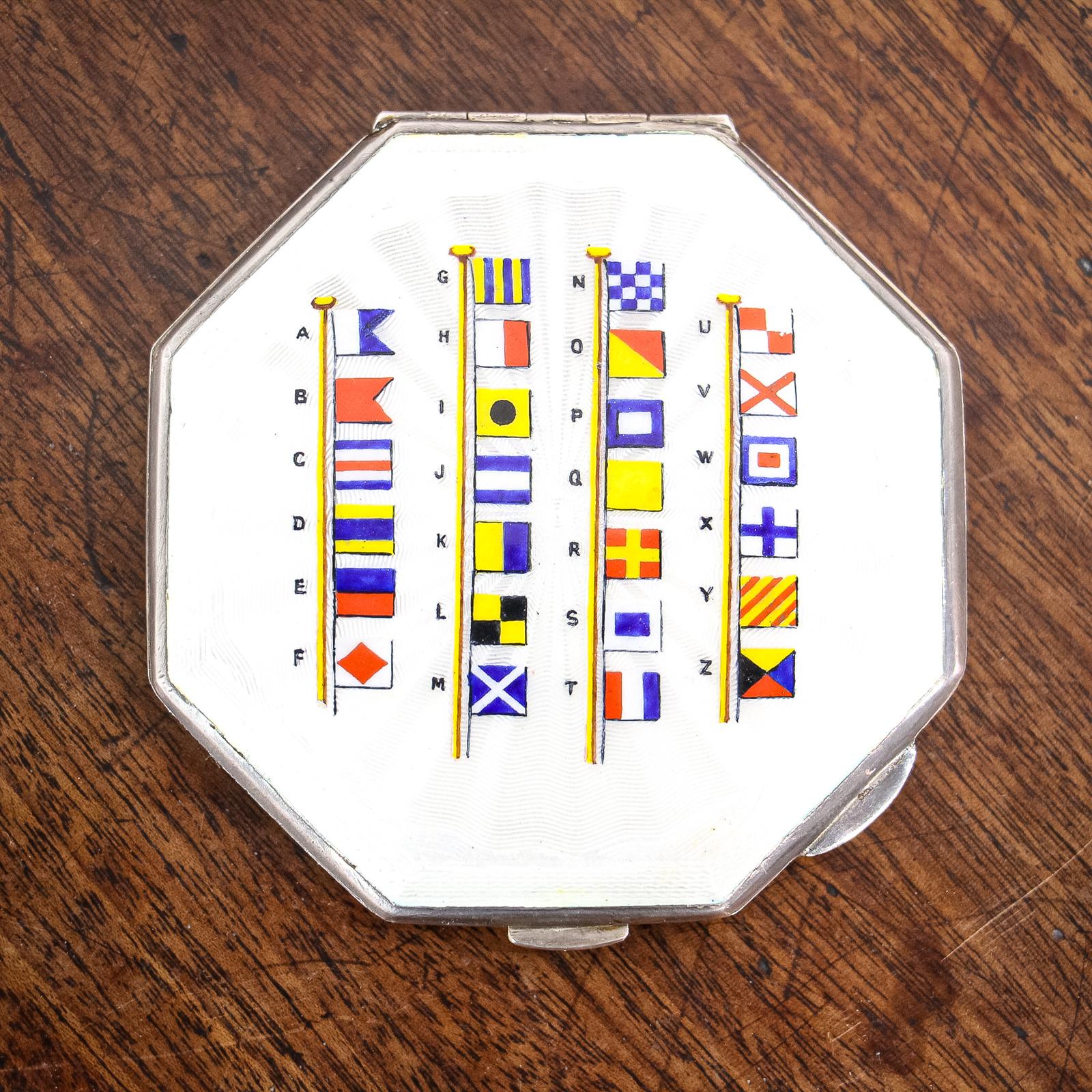 Rare Silver & Enamel Naval Signal Flags Compact (1 of 6)