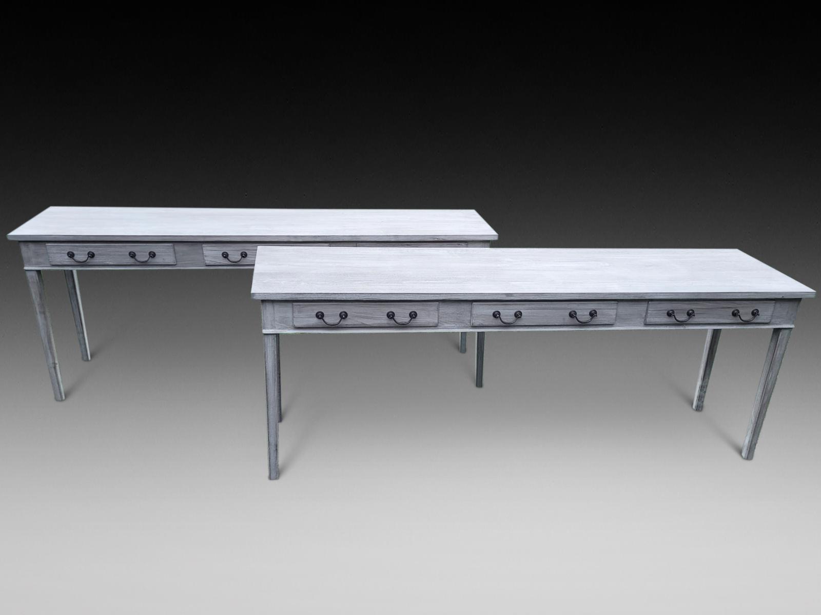 Pair of Sand Blasted Console Tables (1 of 4) Pair of Sand Blasted Console Tables (1 of 4)