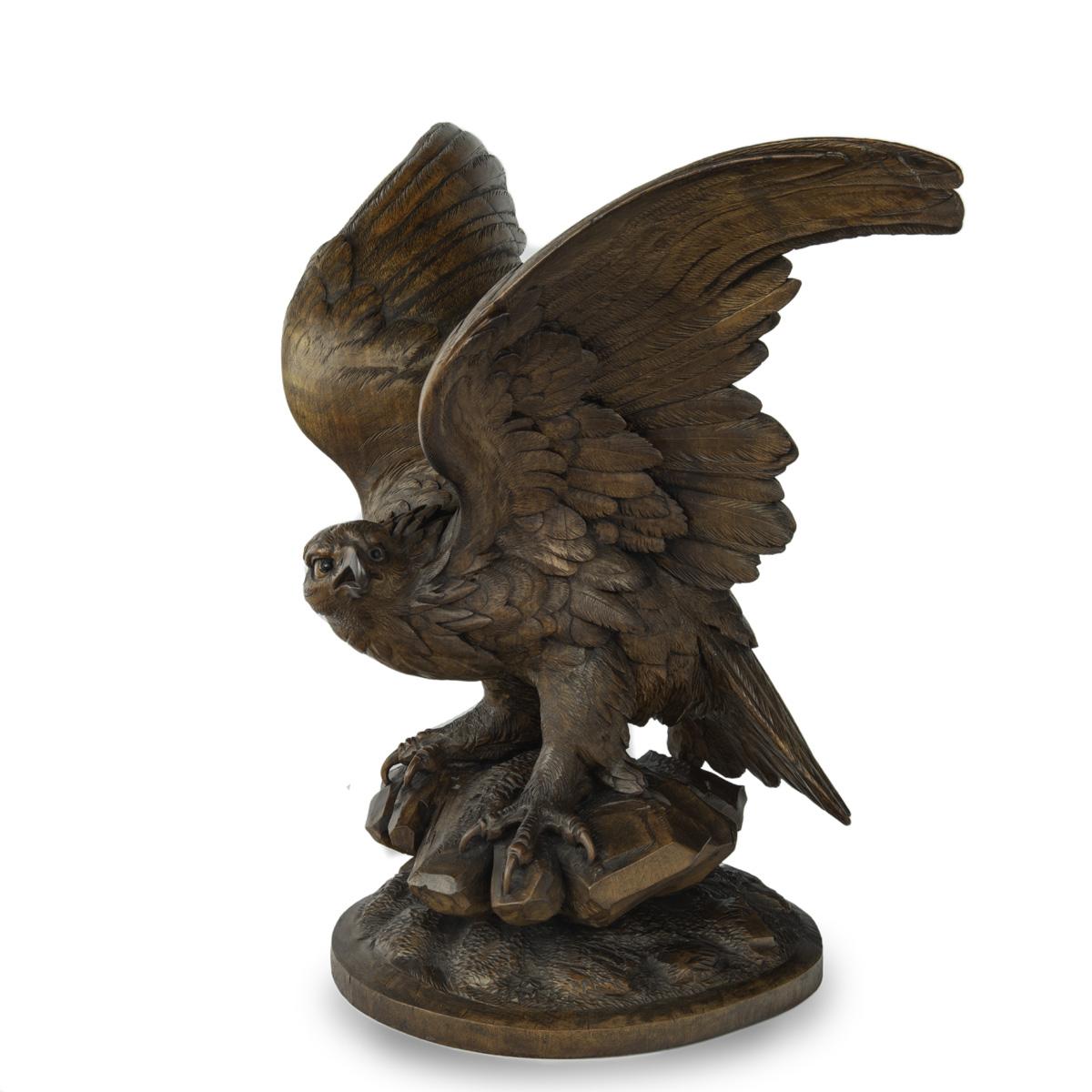 Large Black Forest Walnut Wooden Carving of Eagle (1 of 6)
