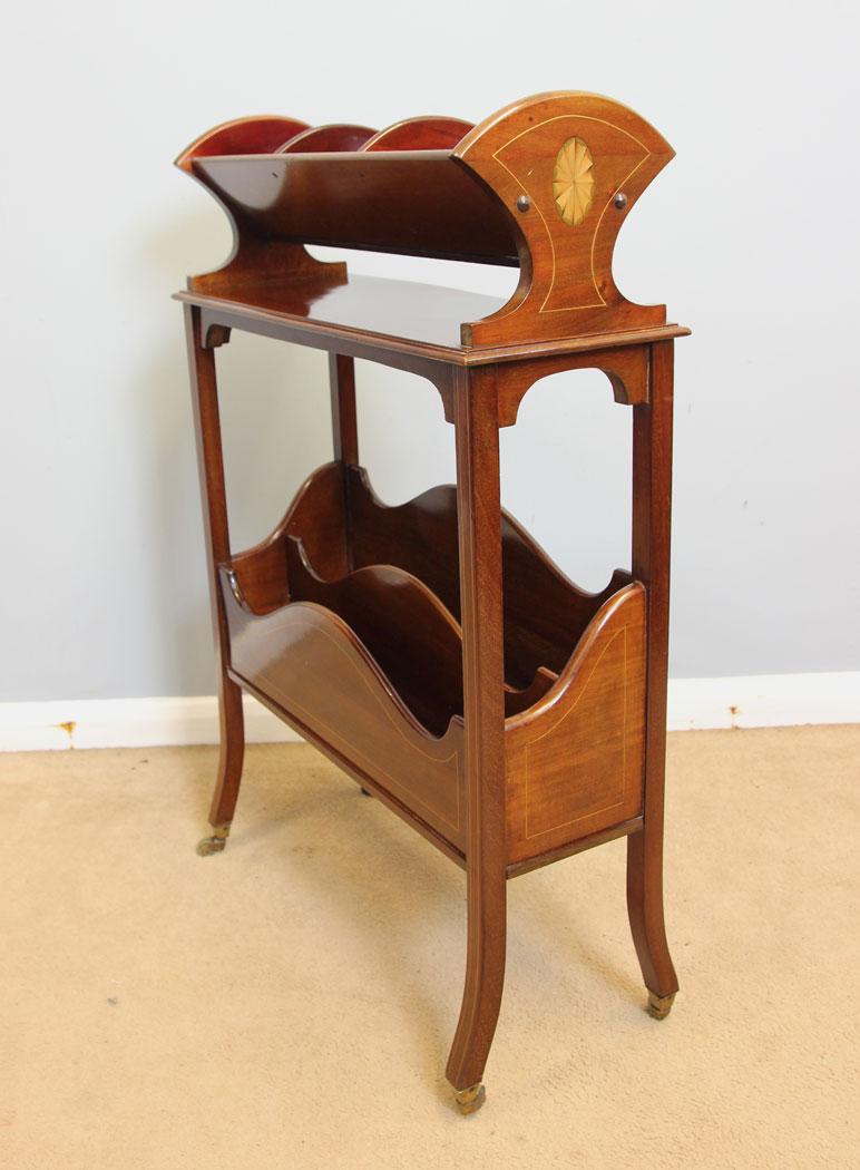 Fine Antique Edwardian Inlaid Mahogany Book Trough Stand (1 of 11) Fine Antique Edwardian Inlaid Mahogany Book Trough Stand (1 of 11)
