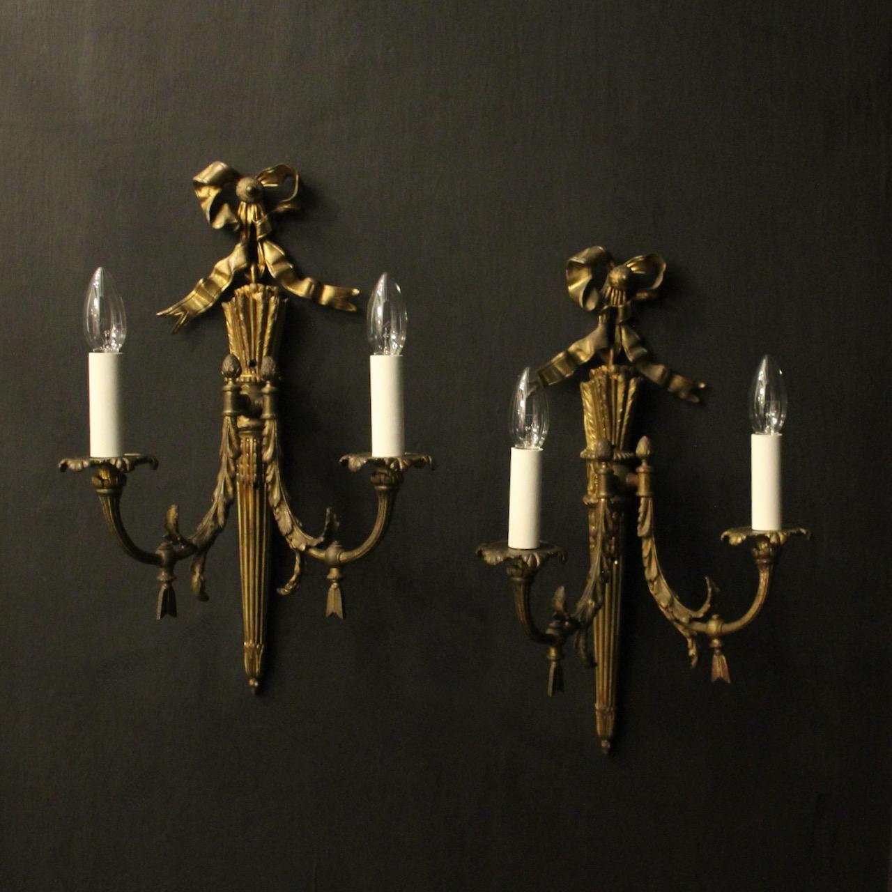 French Pair of Bronze Antique Wall Sconces (1 of 10) French Pair of Bronze Antique Wall Sconces (1 of 10)
