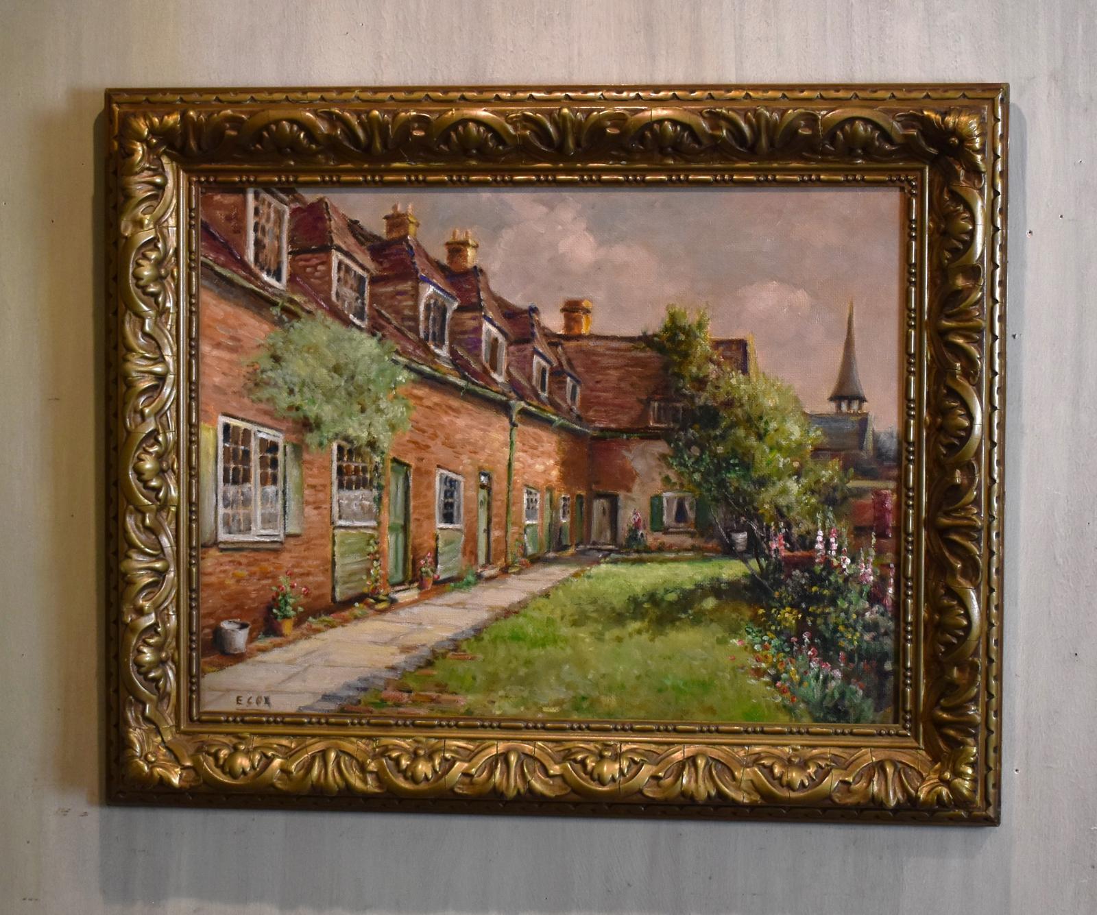 Oil Painting of Jessamine Cottages, Nottingham by Ernest Cox (1 of 6)