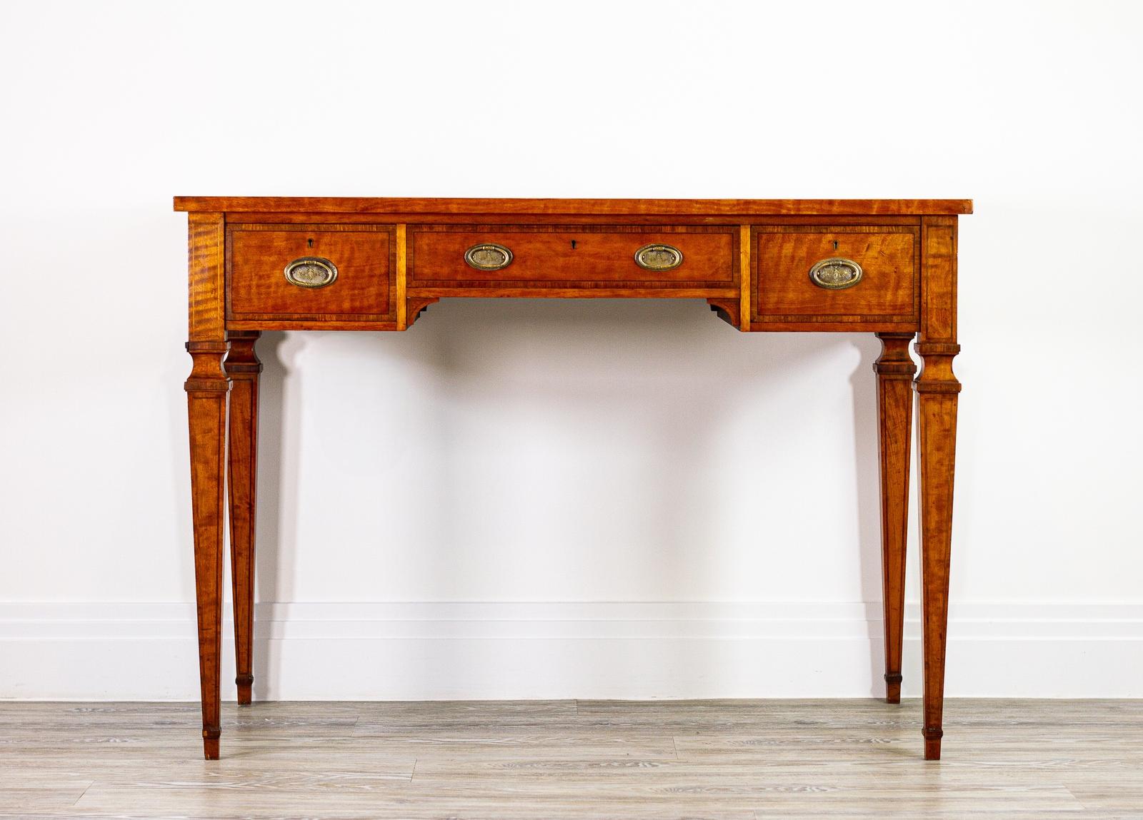 Late 19th Century Satinwood Writing Desk (1 of 17) Late 19th Century Satinwood Writing Desk (1 of 17)