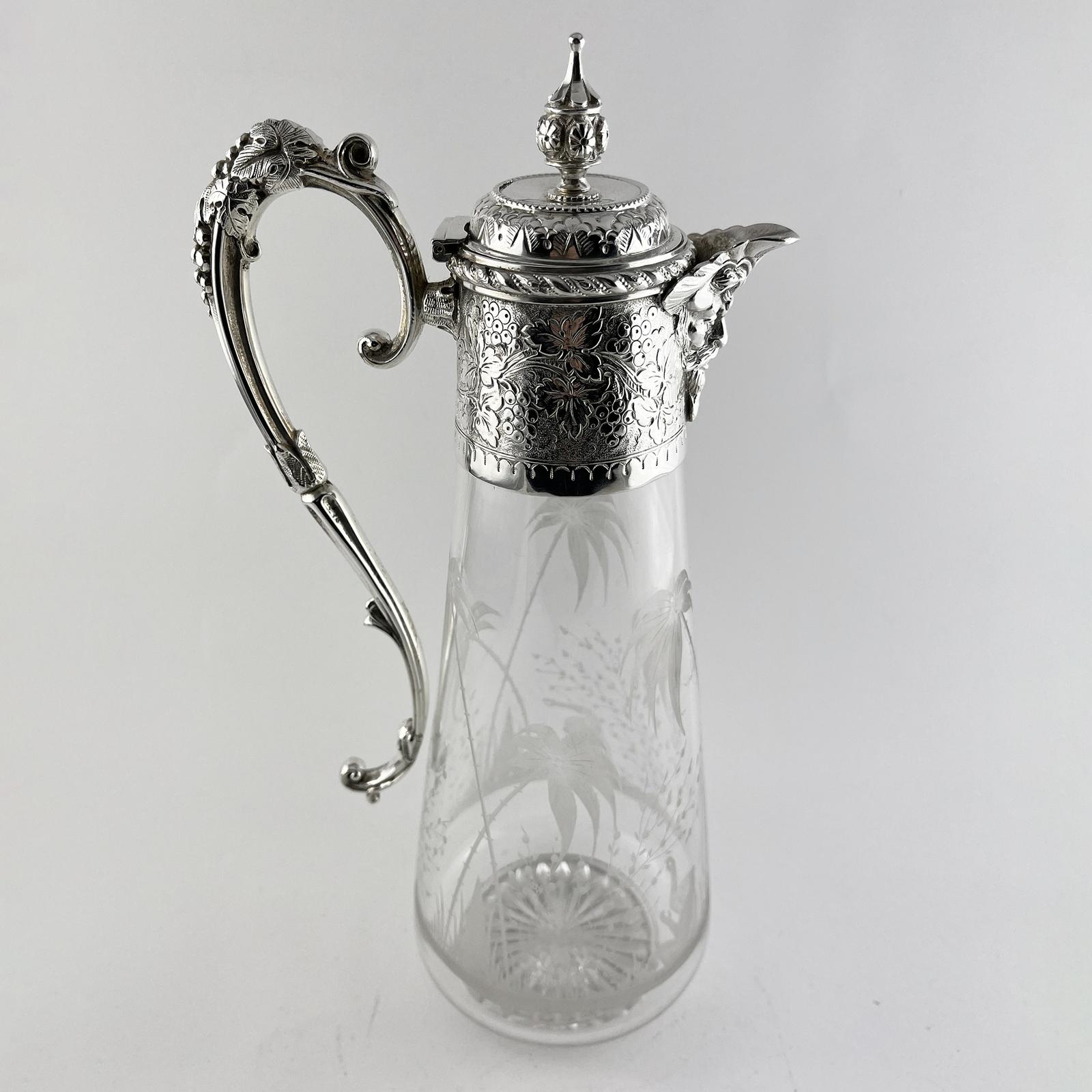 Silver Plated Claret Jug Engraved with Monkys (1 of 9)