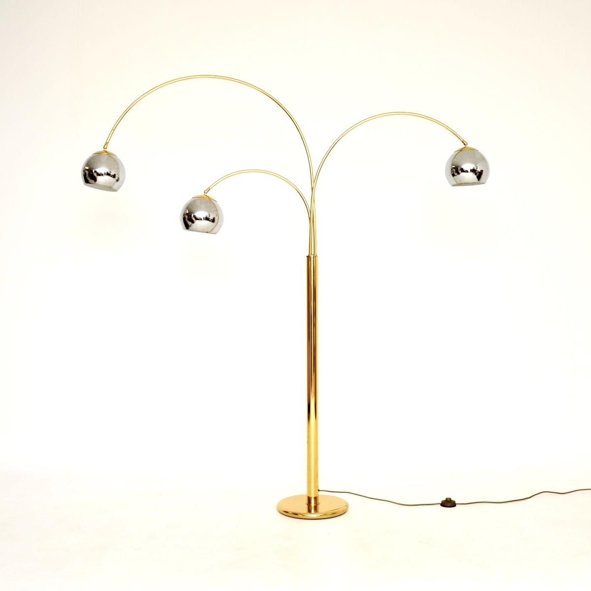 Vintage Italian Brass and Chrome Arc Floor Lamp (1 of 8) Vintage Italian Brass and Chrome Arc Floor Lamp (1 of 8)