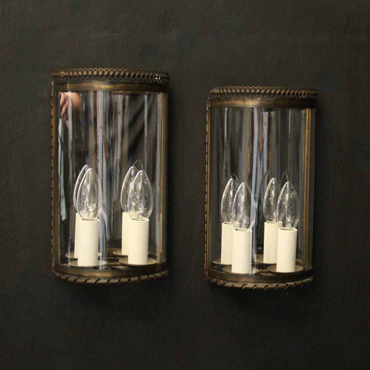 French Pair of Brass Convex Half Lanterns (1 of 10) French Pair of Brass Convex Half Lanterns (1 of 10)