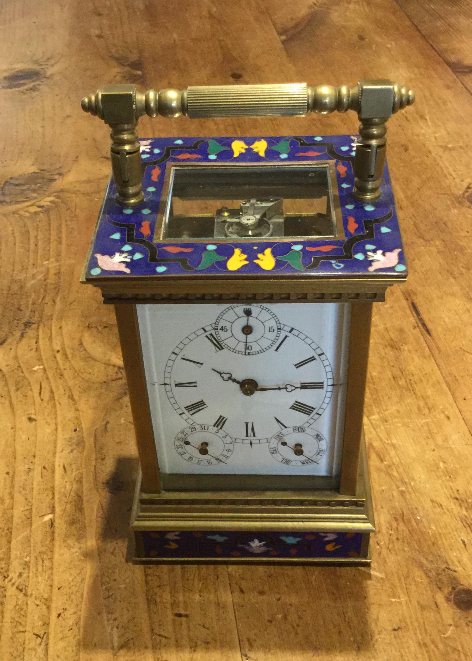 Early 20th Century Enamelled Decorated Carriage Clock (1 of 3)