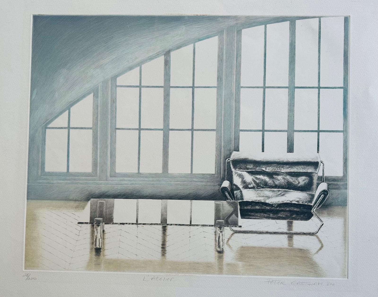 Original Etching 'l'atelier' by Peter Eastham. B.1956. Signed and Dated 84 (1 of 1)