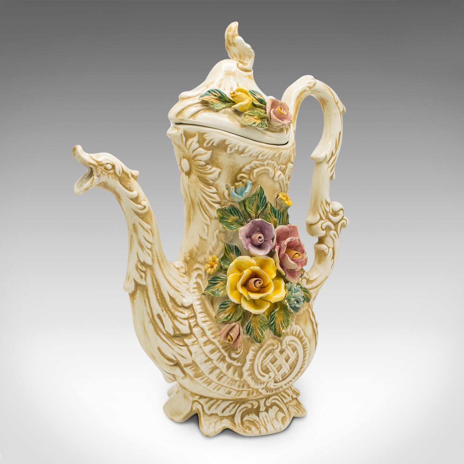 Antique Floral Encrusted Ewer, Italian, Decorative, Wine Pouring Jug c.1920 (1 of 12)