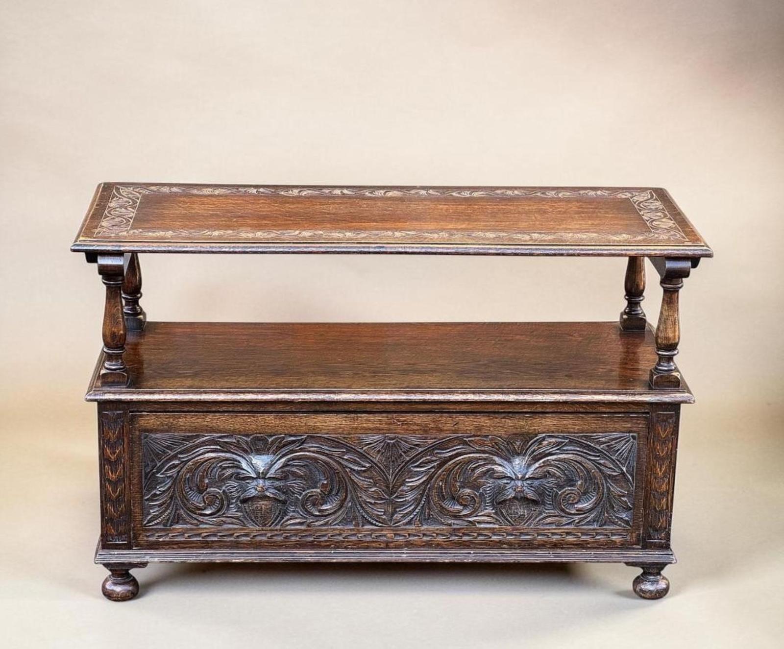 19th Century Carved Oak Monks Bench Green Man (1 of 14) 19th Century Carved Oak Monks Bench Green Man (1 of 14)