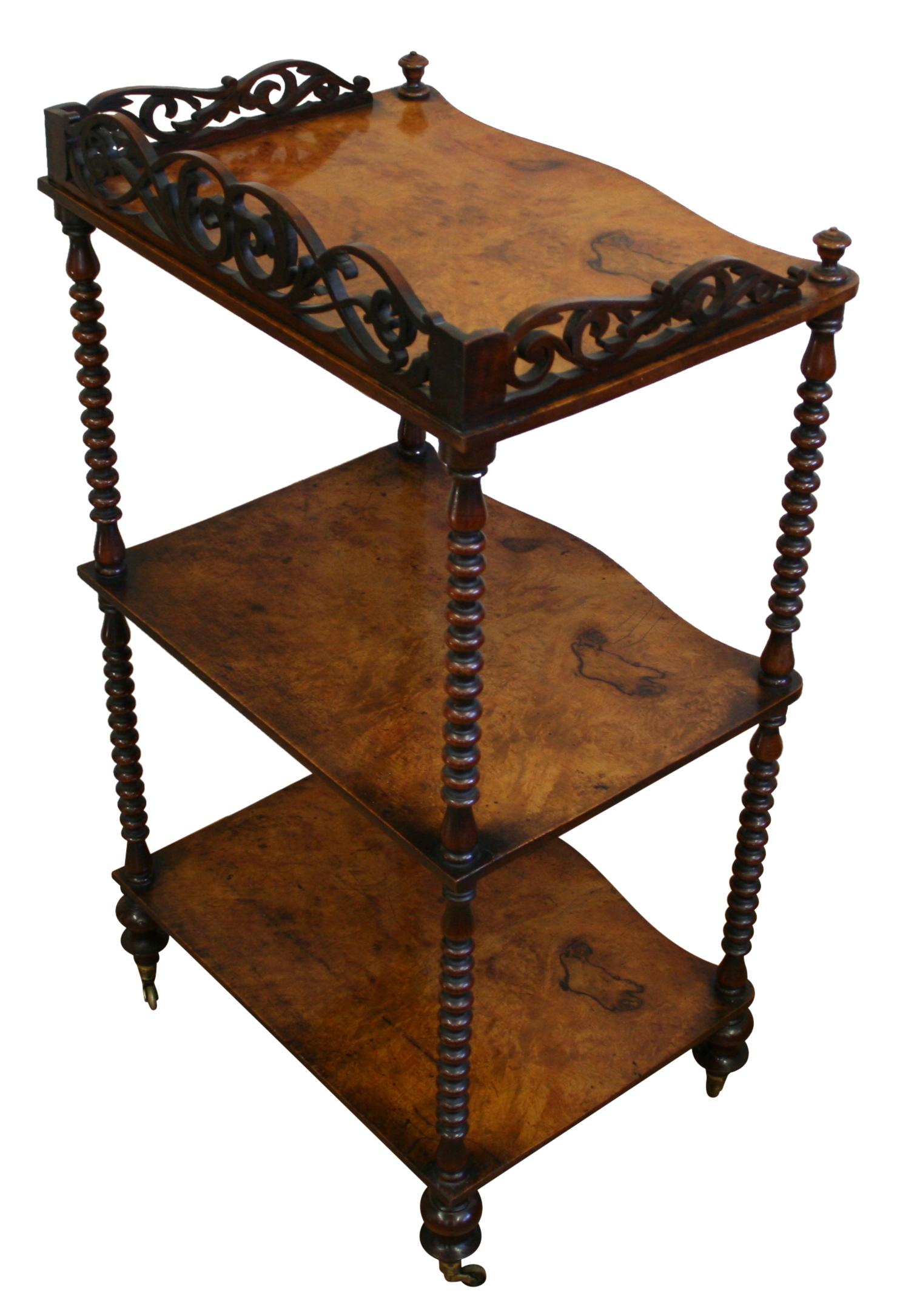 A Victorian Walnut Three Tier Whatnot with a Serpentine Front Edge (1 of 6) A Victorian Walnut Three Tier Whatnot with a Serpentine Front Edge (1 of 6)