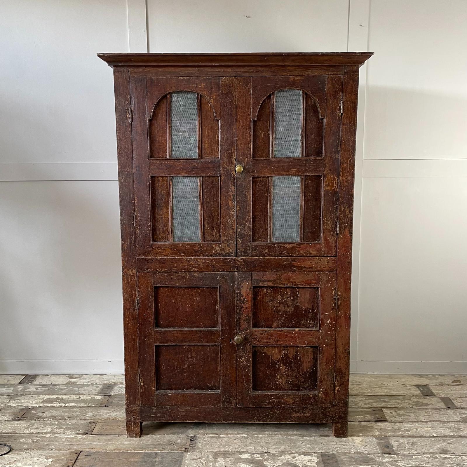 Late 18th Century Painted Pine Food Cupboard (1 of 15) Late 18th Century Painted Pine Food Cupboard (1 of 15)