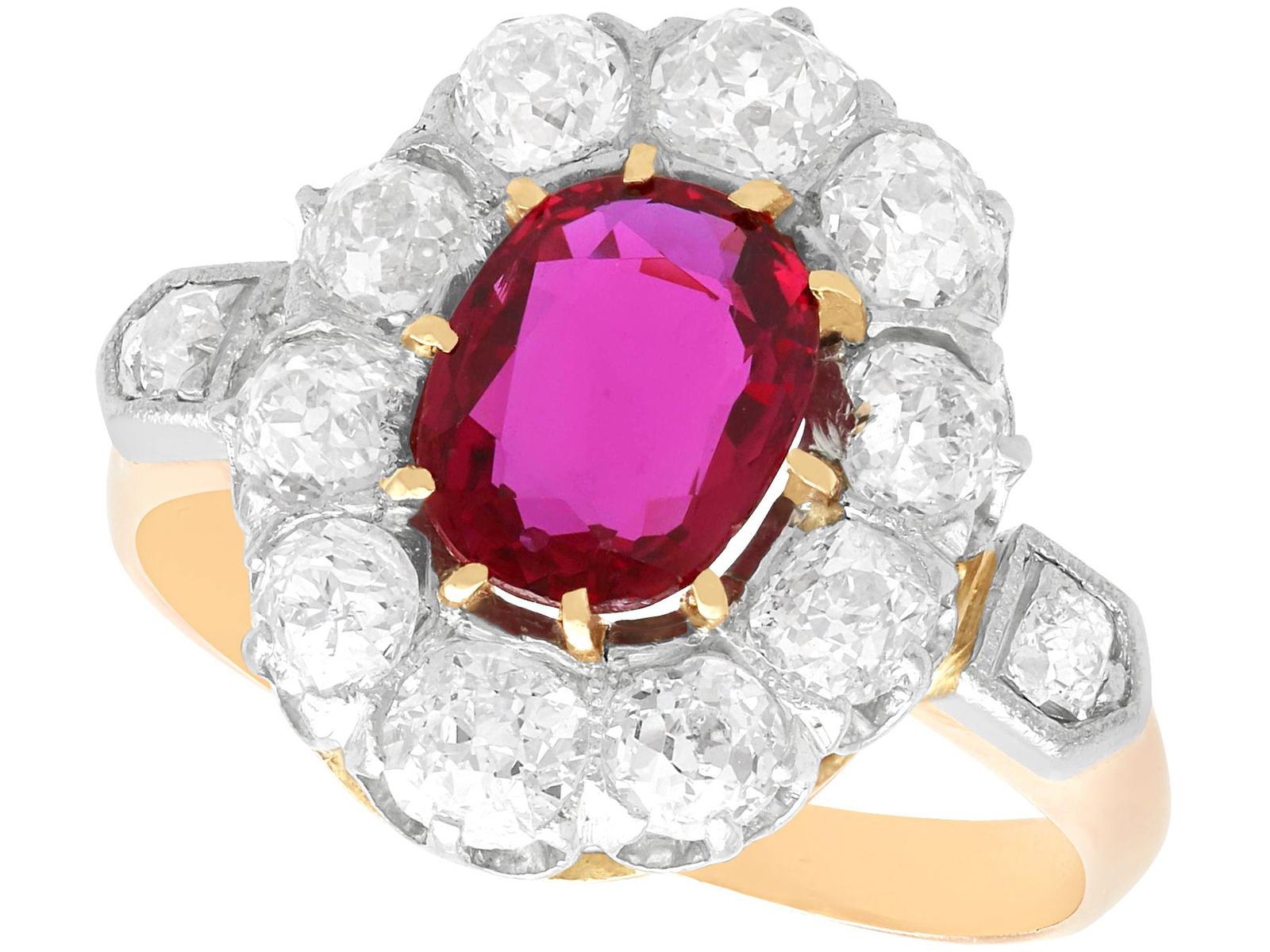 Antique 1.20ct Ruby & 1.54ct Diamond, 18ct Rose Gold Dress Ring c.1910 (1 of 12) Antique 1.20ct Ruby & 1.54ct Diamond, 18ct Rose Gold Dress Ring c.1910 (1 of 12)