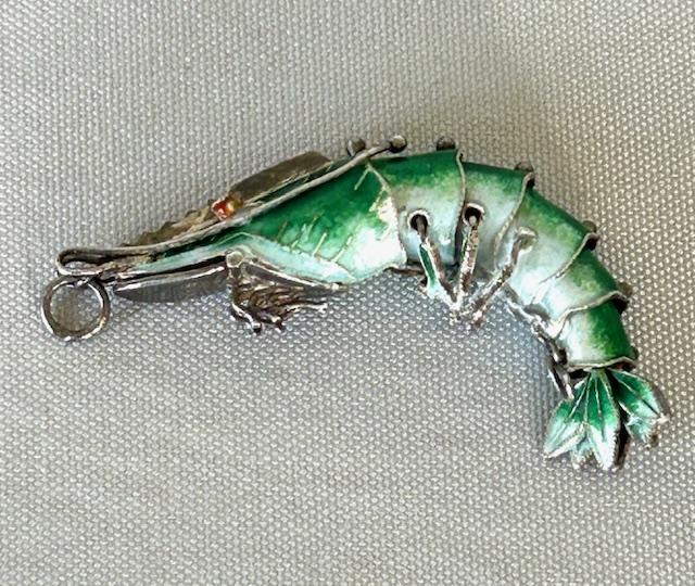 Chinese Export Silver & Cloisonne Articulated Shrimp Pendant (1 of 6) Chinese Export Silver & Cloisonne Articulated Shrimp Pendant (1 of 6)