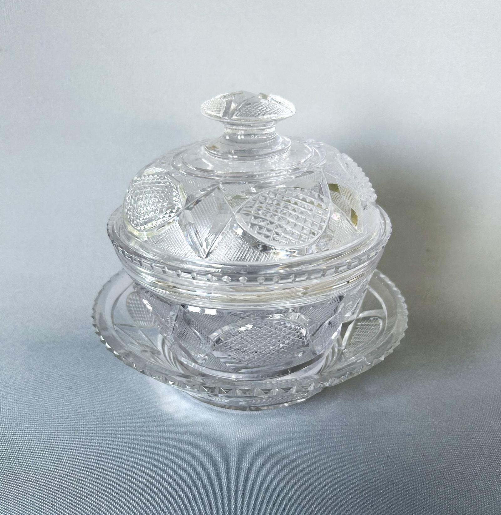 Fabulous Victorian Three Part Cut Glass Butter Dish (1 of 9)