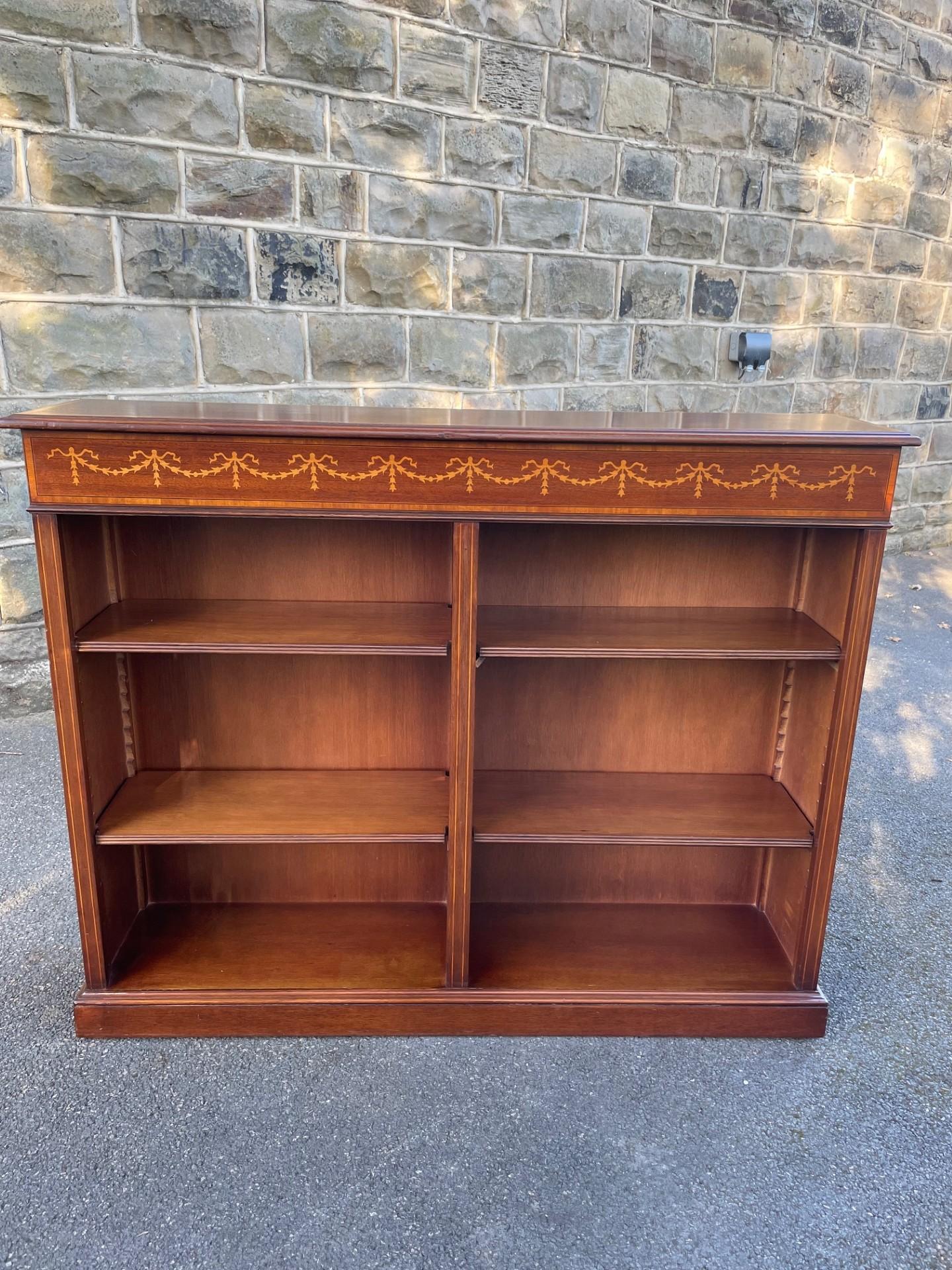 Quality Inlaid Burr Walnut Open Library Bookcase (1 of 9) Quality Inlaid Burr Walnut Open Library Bookcase (1 of 9)