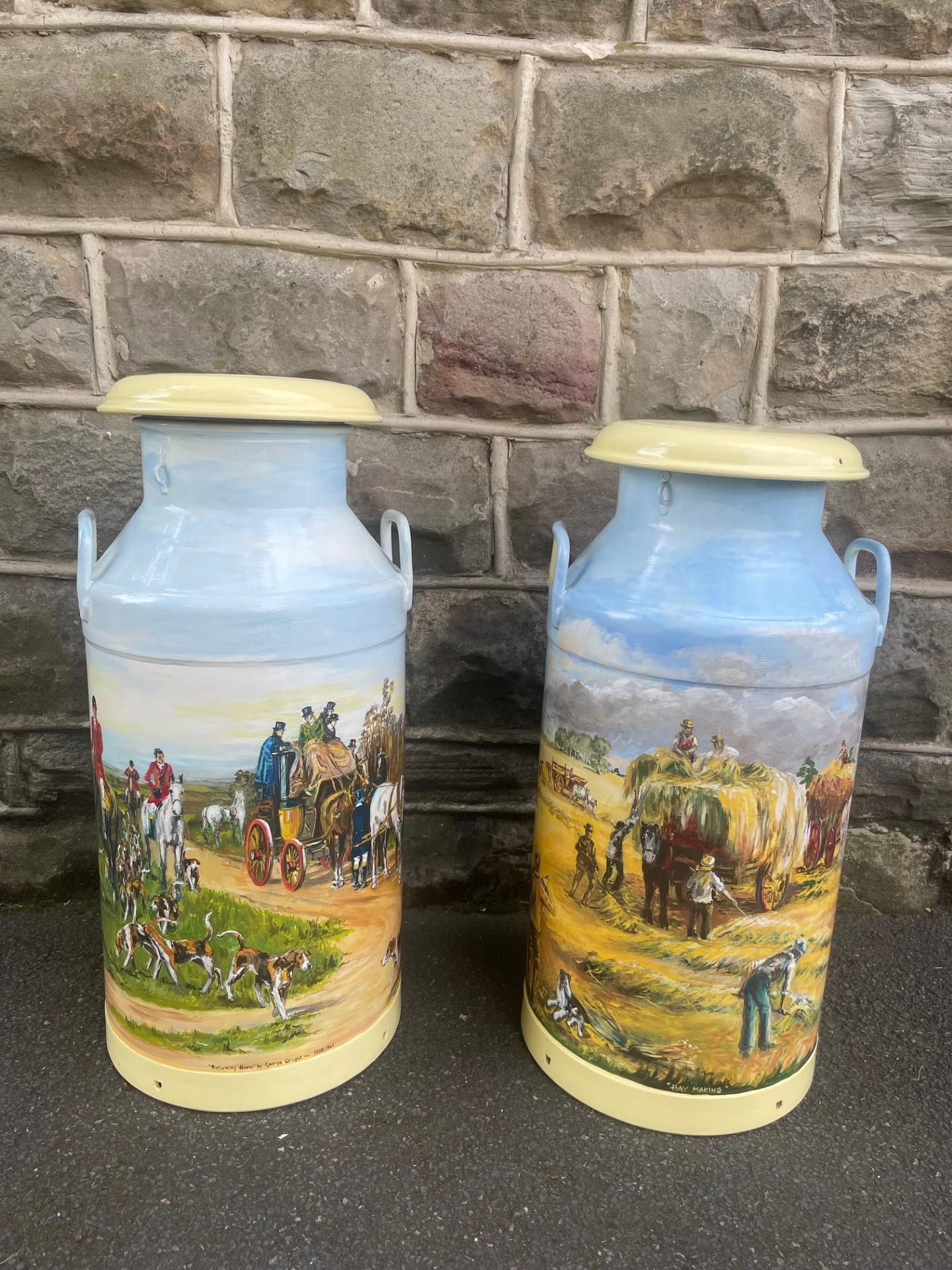 Pair of Decorative Painted Milk Churns (1 of 17) Pair of Decorative Painted Milk Churns (1 of 17)