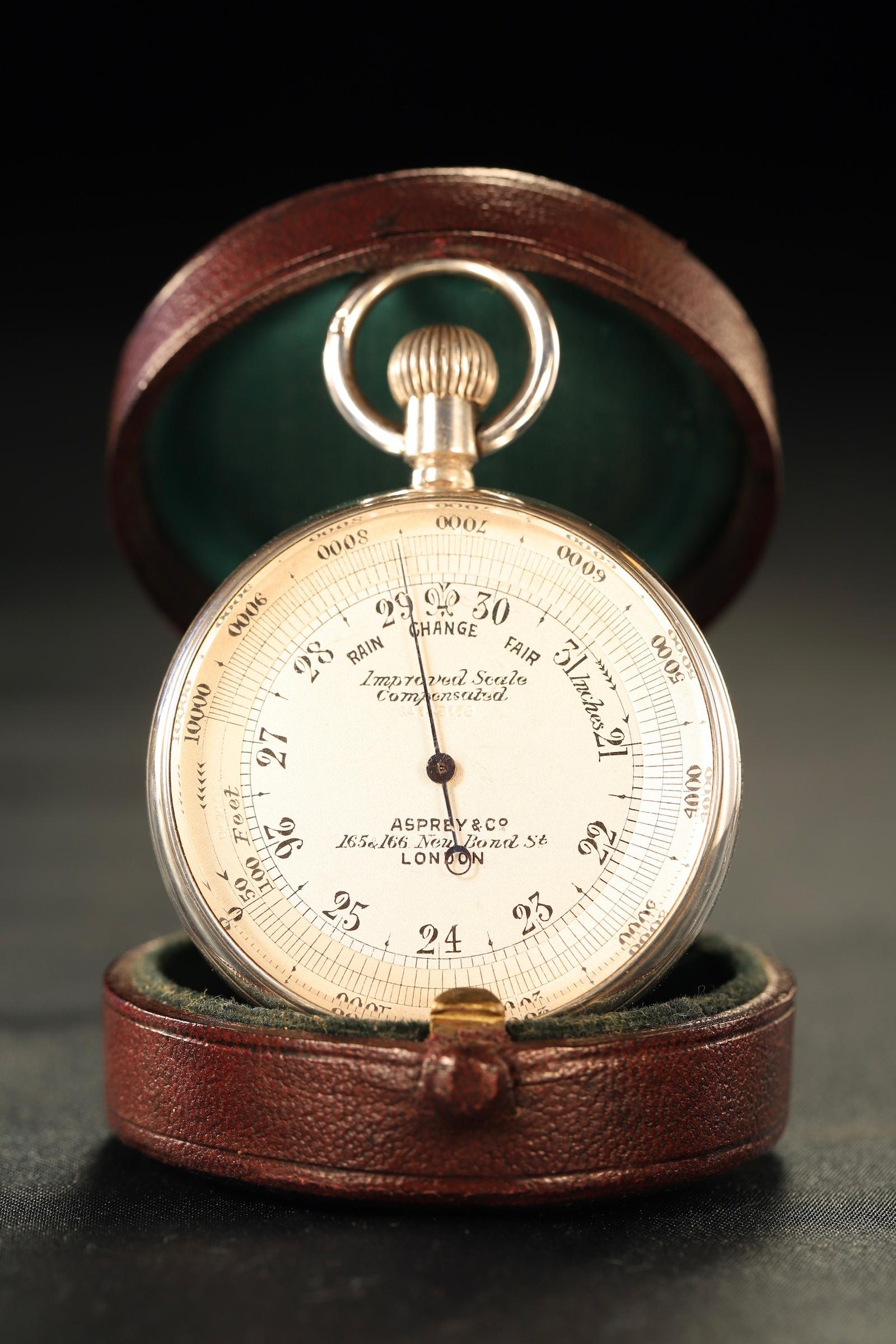 Silver Pocket Barometer Altimeter Retailed by Asprey c.1905 (1 of 13)