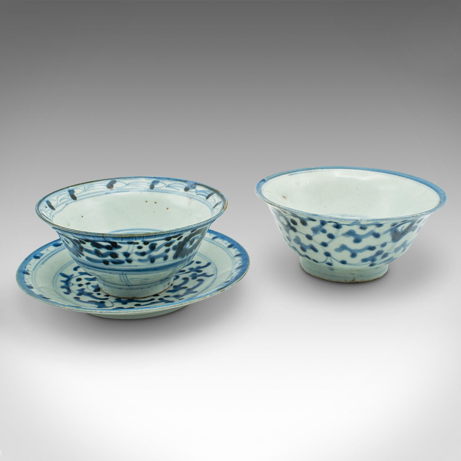 Antique Personal Tea Set, Chinese, Qing Dynasty, Ceramic, Bowl, Saucer, Georgian (1 of 12)