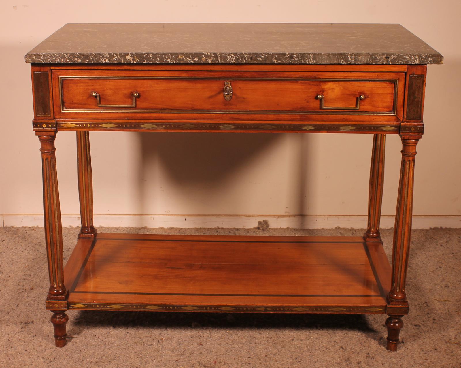 Louis XVI Console in Cherrywood, 18th Century Stamped LM Pluvinet (1 of 15)