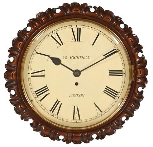Fabulously Hand-sculptured English 12” Fusee Dial Timepiece by William Highfield, of London (1 of 6) Fabulously Hand-sculptured English 12” Fusee Dial Timepiece by William Highfield, of London (1 of 6)