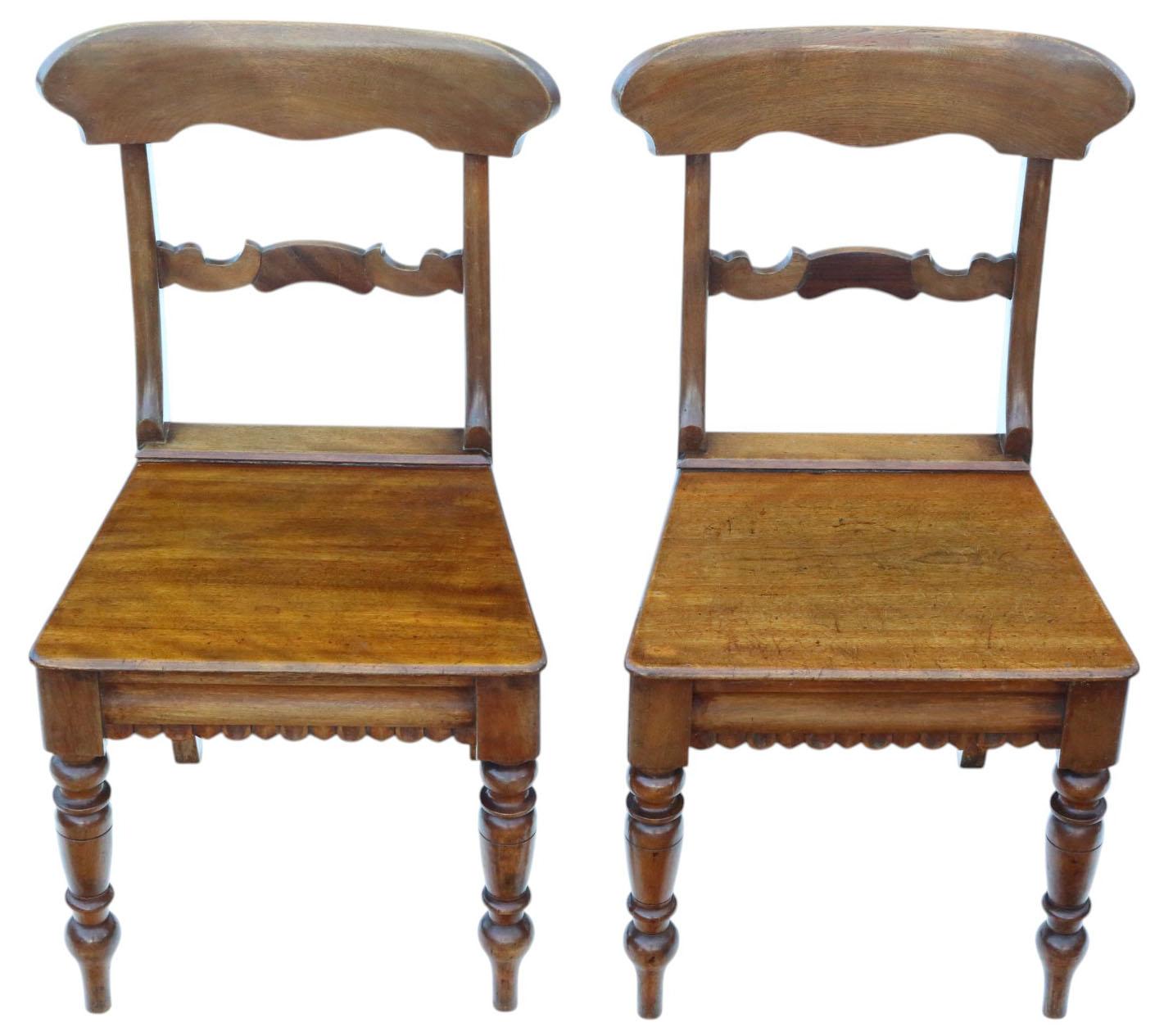 Antique 19th Century Pair of Light Mahogany Chairs – Fine Quality Kitchen, Dining, Hall or Desk Seating (1 of 6)