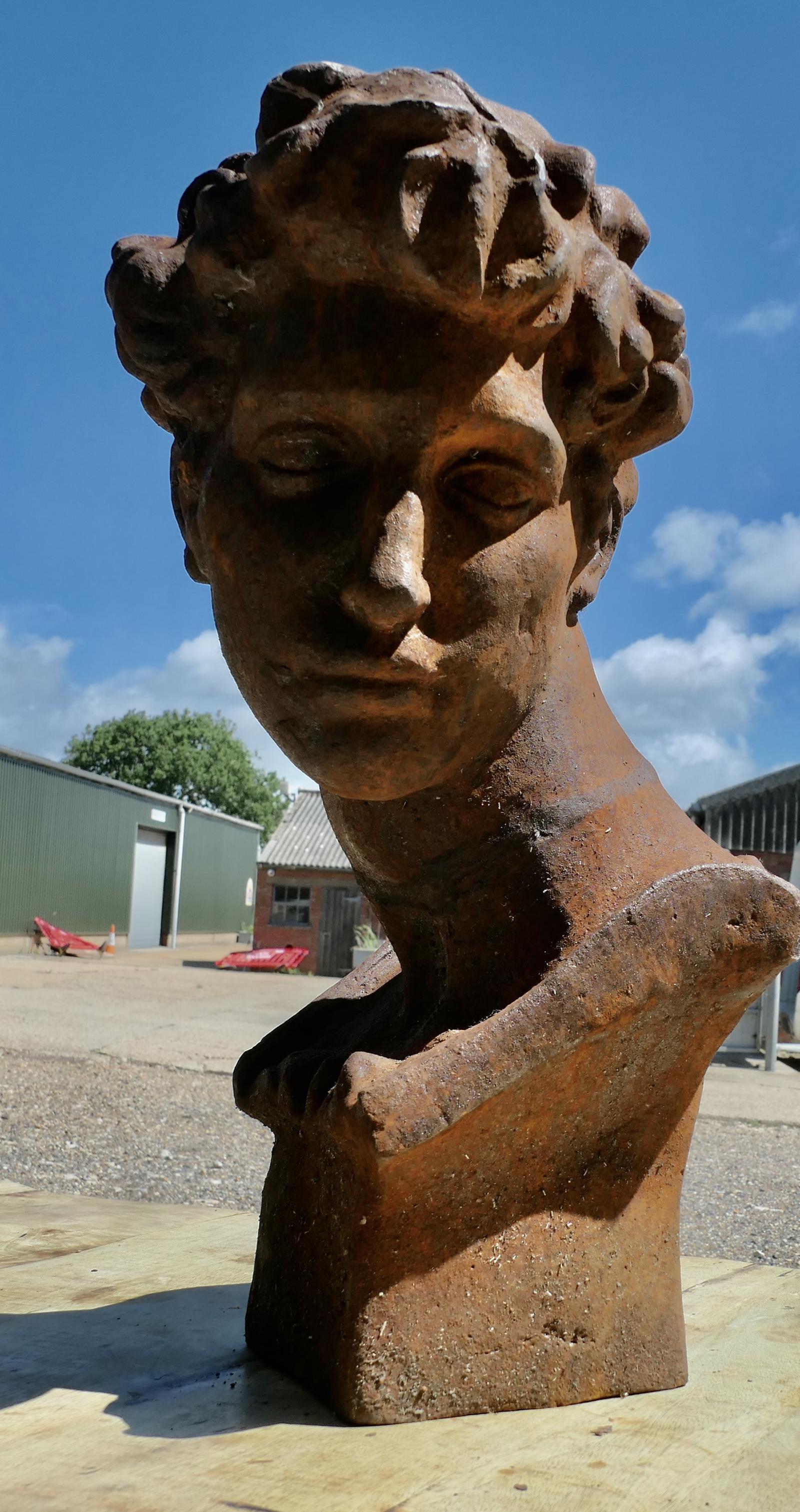 Weathered Cast Iron Bust of Michelangelo's David (1 of 5) Weathered Cast Iron Bust of Michelangelo's David (1 of 5)