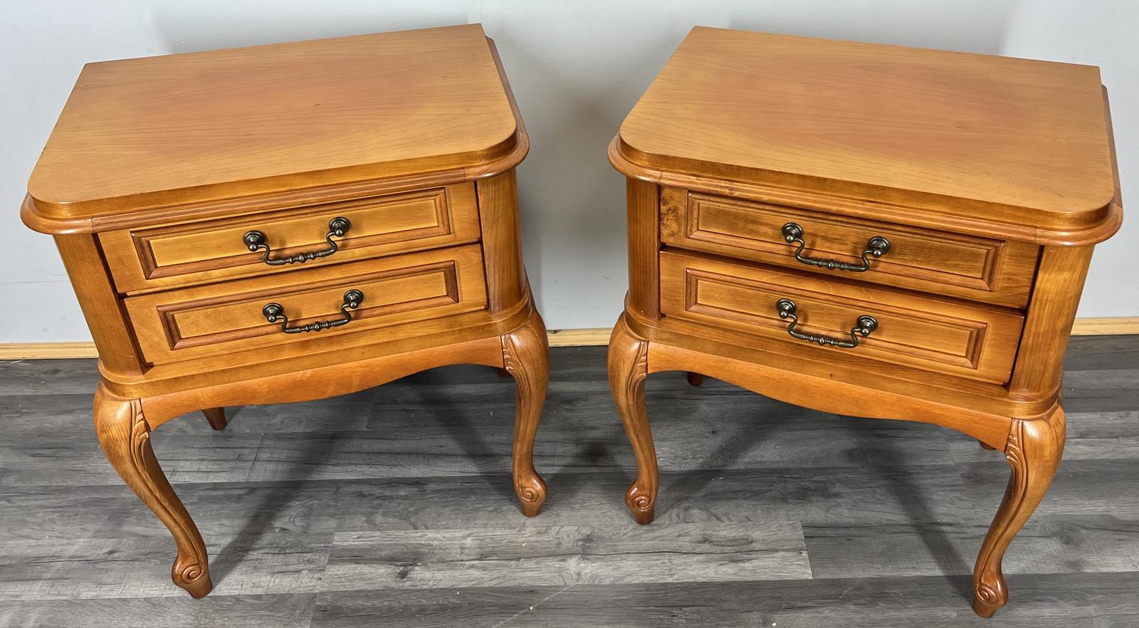 Pair of  Bedside Tables Vintage French Nightstands 2 Drawers Cabinets (1 of 13)