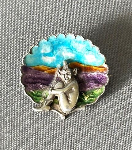 Silver & Enamel Cornish 'Piskie' Good Luck Brooch (1 of 5)