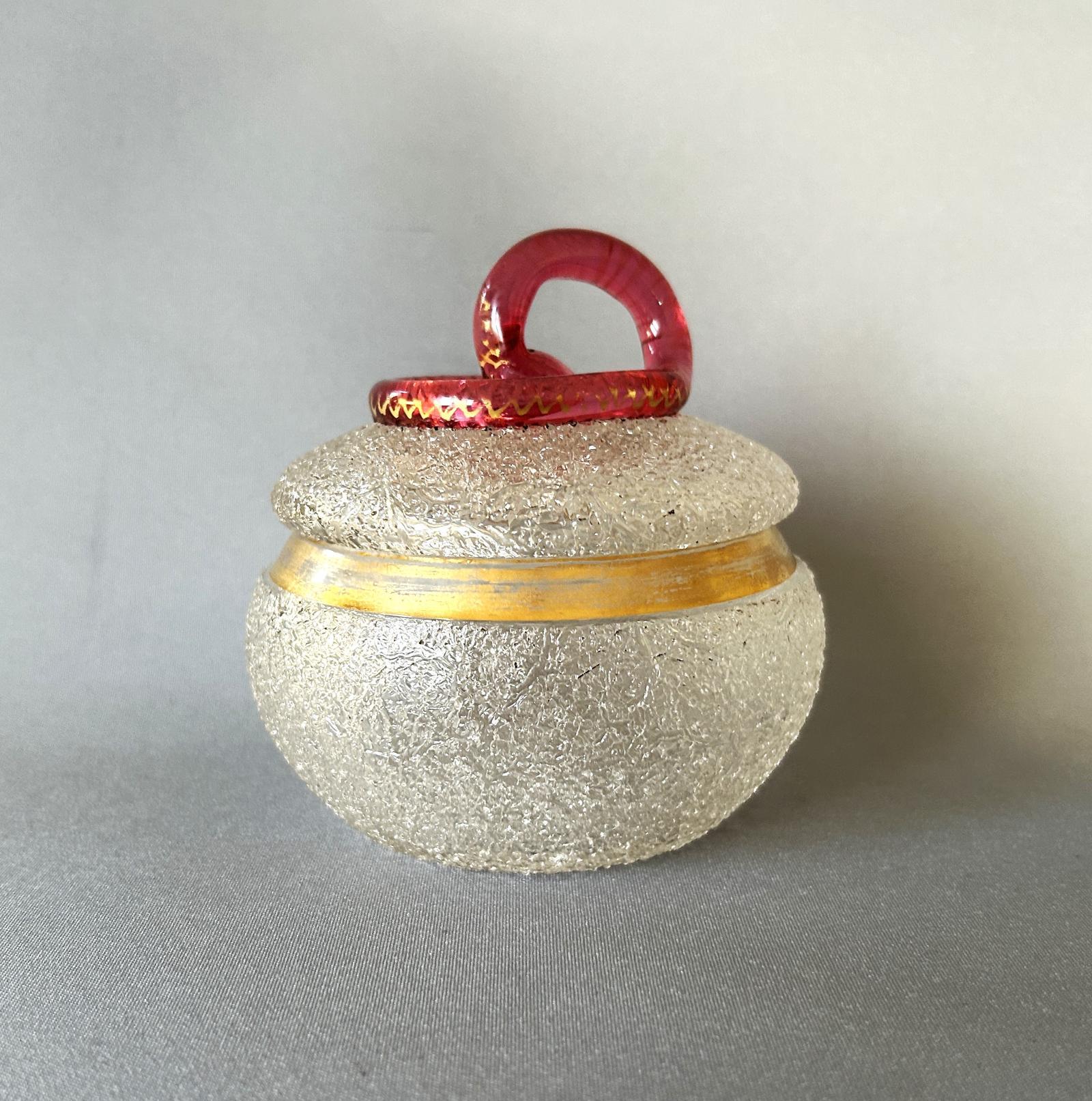 Unusual Harrach Crackle Glass Bohemian Trinket Pot (1 of 6)