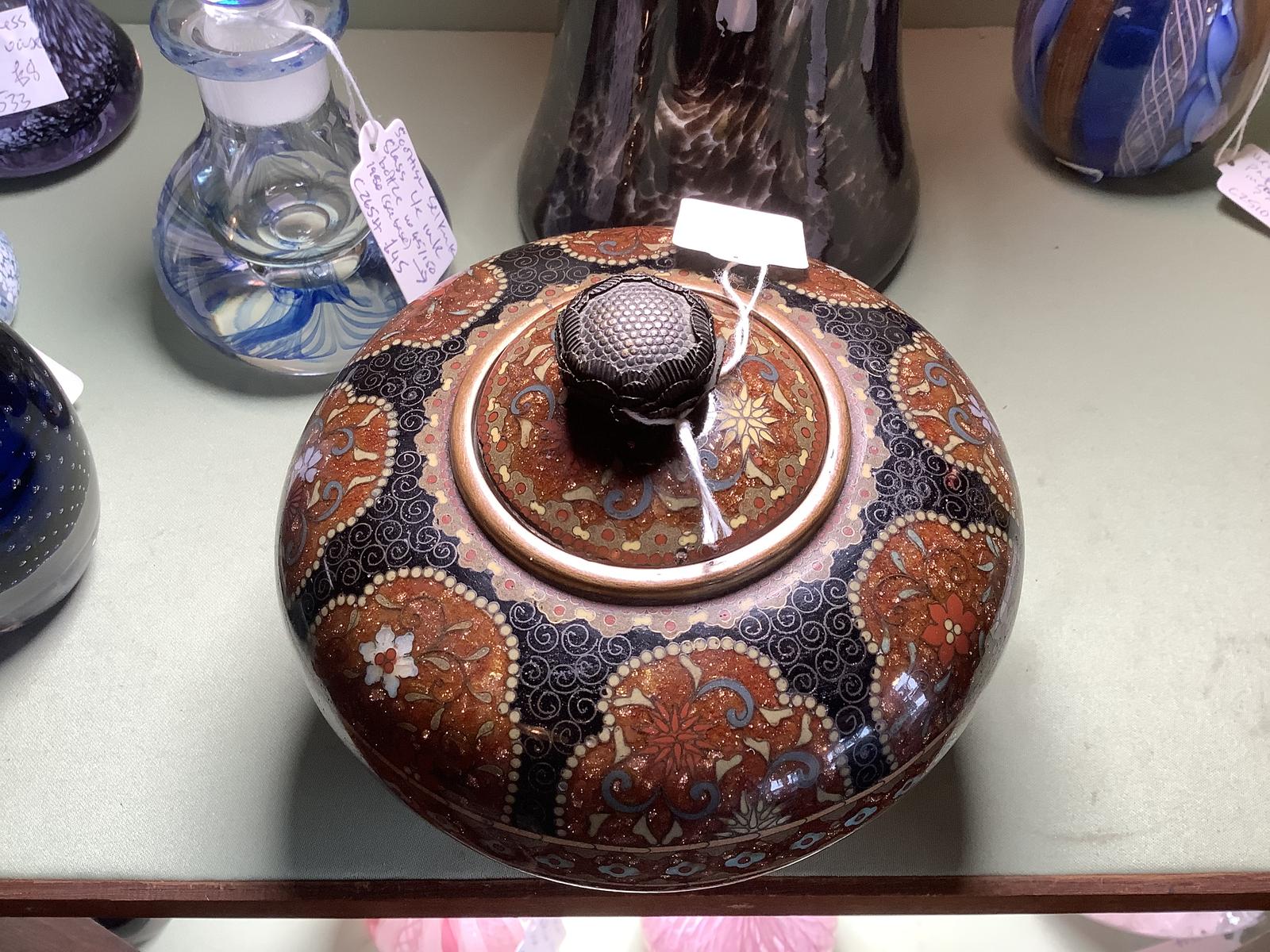 Meiji Period Japanese Cloisonné Bowl & Cover (1 of 5)