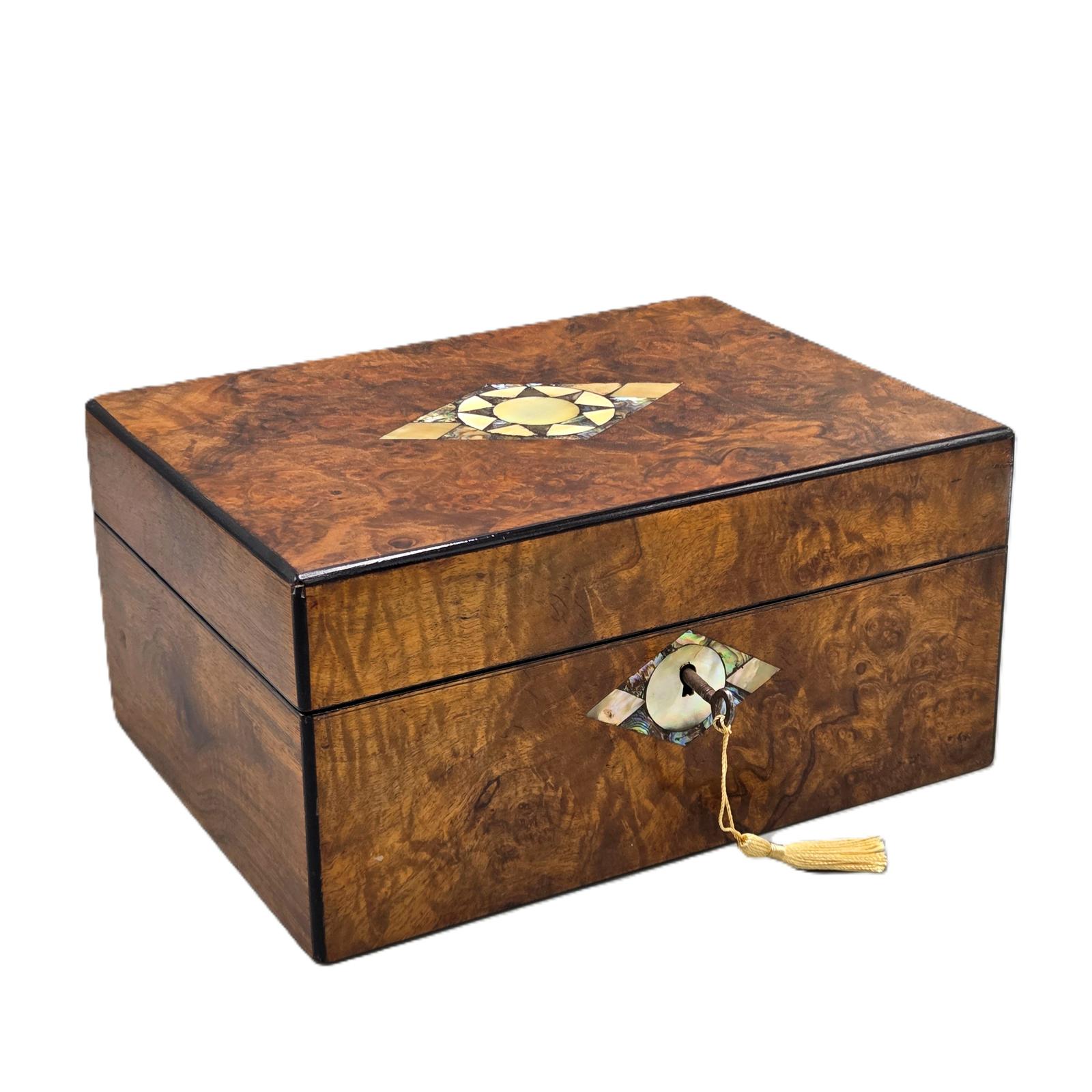 Victorian Walnut & Inlaid Jewellery Box (1 of 8)