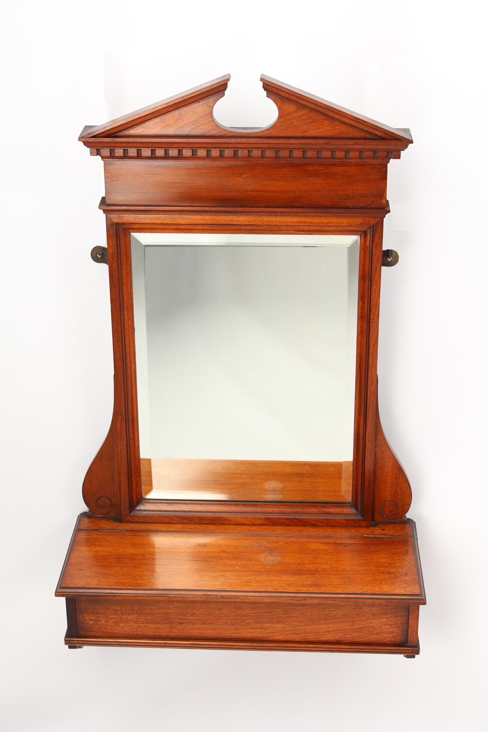Edwardian Walnut Valet Mirror with Glove Box / Hall Mirror (1 of 13) Edwardian Walnut Valet Mirror with Glove Box / Hall Mirror (1 of 13)