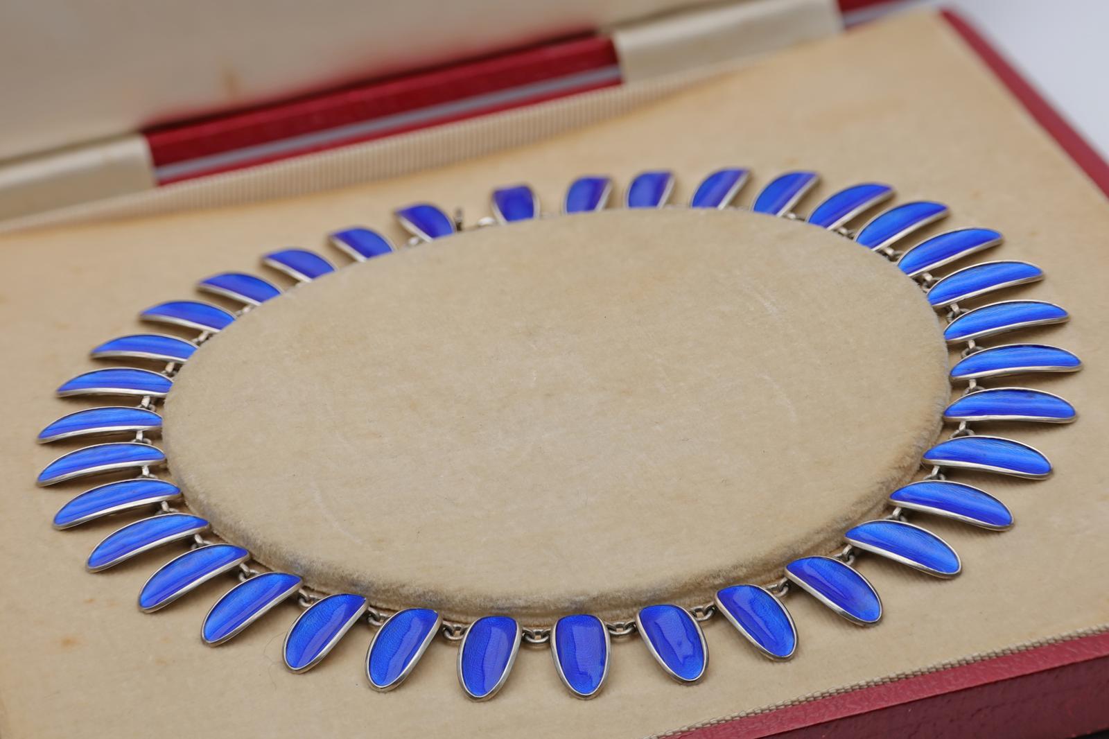 Norwegian Silver Blue Enamel Necklace Einar Modahl (1 of 4) Norwegian Silver Blue Enamel Necklace Einar Modahl (1 of 4)