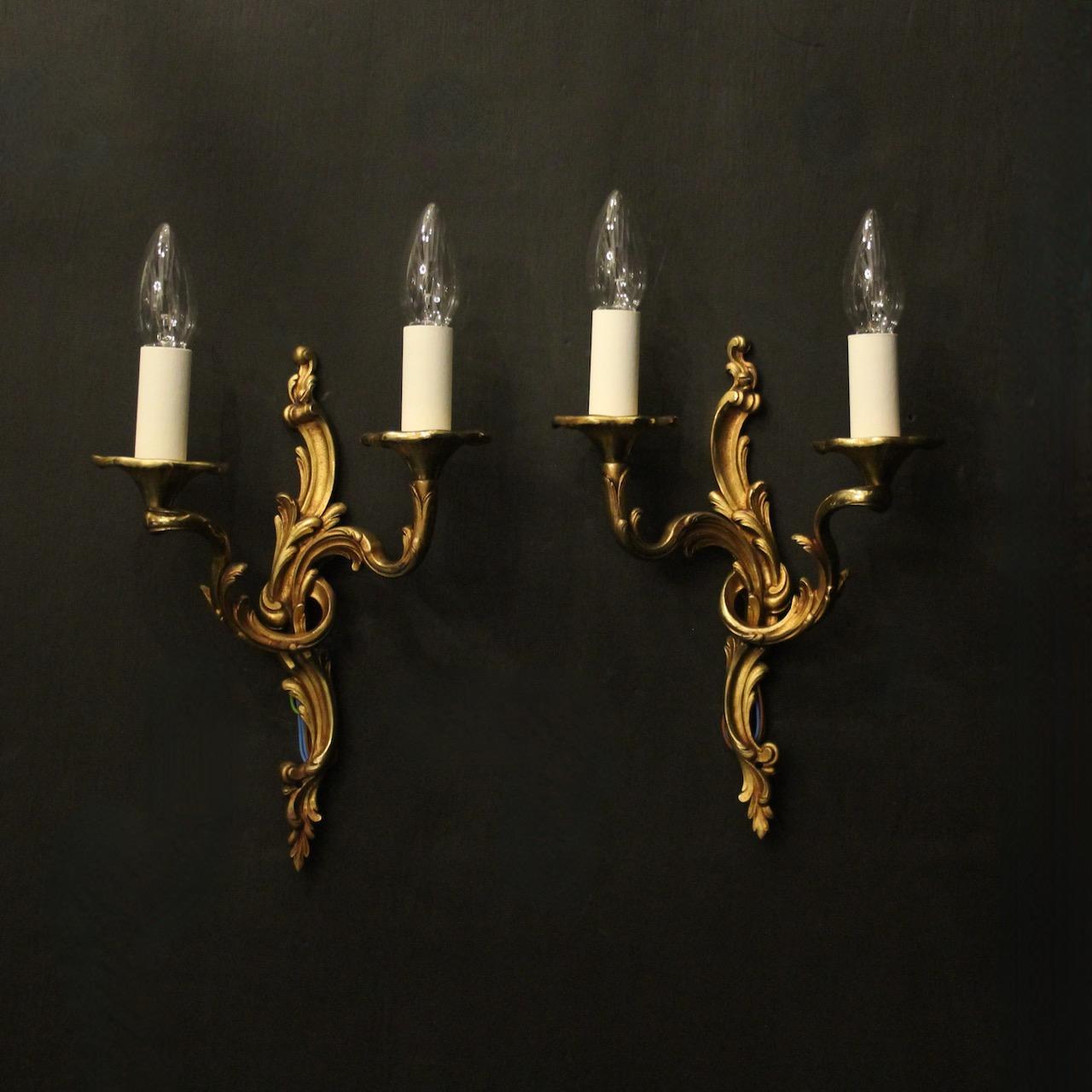 French Pair of Gilded Bronze Antique Wall Lights (1 of 10) French Pair of Gilded Bronze Antique Wall Lights (1 of 10)