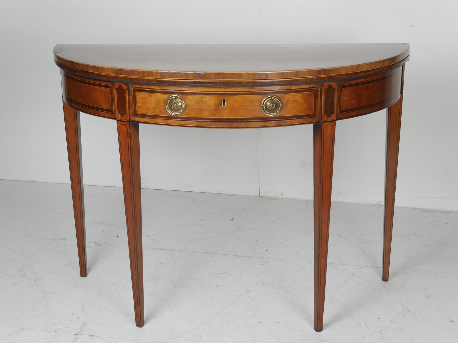 18th Century Satinwood Demi Lune Table (1 of 1) 18th Century Satinwood Demi Lune Table (1 of 1)