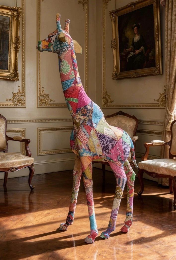 Large Patchwork Model of Giraffe Kantha Fabric (1 of 6) Large Patchwork Model of Giraffe Kantha Fabric (1 of 6)