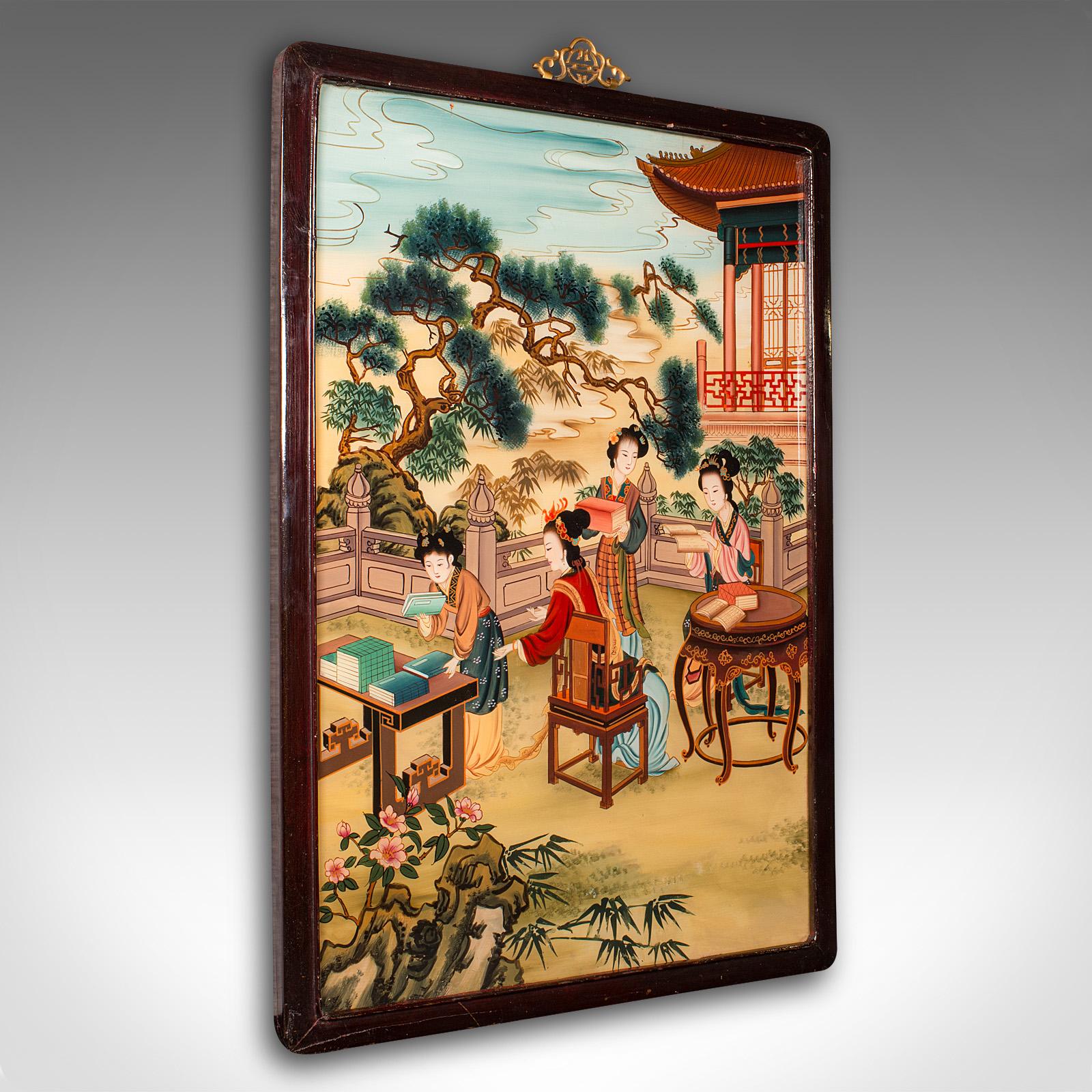 Antique Oriental Art Scene, Chinese, Reverse Painting, Glass Panel c.1900 (1 of 9) Antique Oriental Art Scene, Chinese, Reverse Painting, Glass Panel c.1900 (1 of 9)