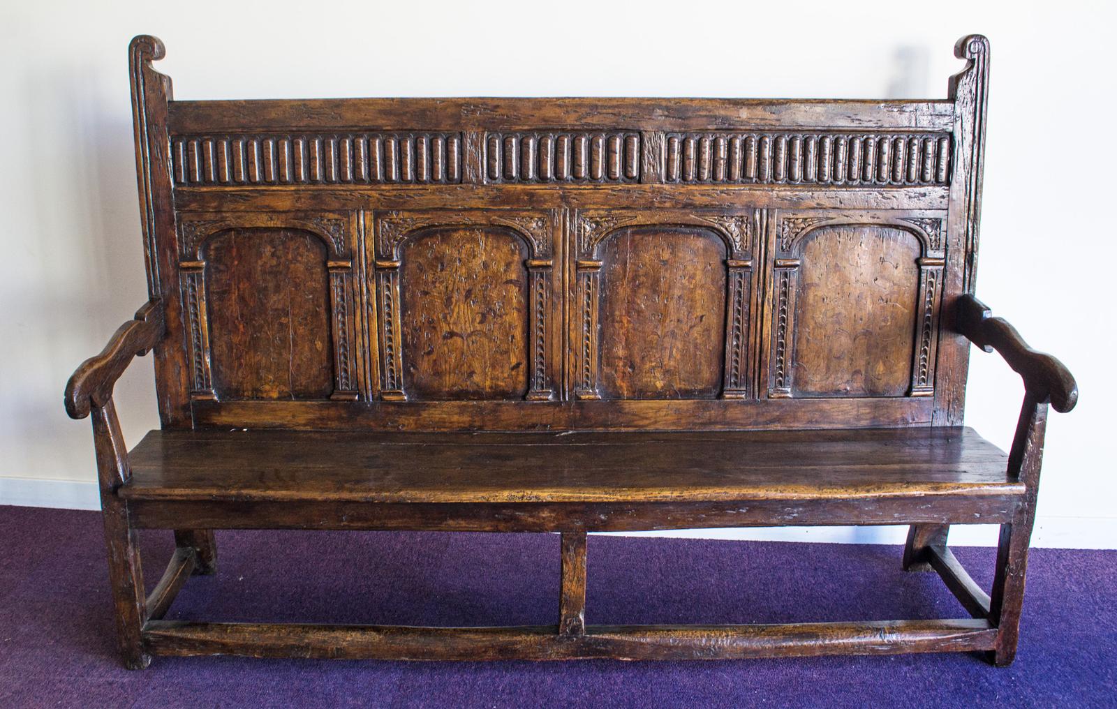 17th Century High Back Oak Panelled Settle (1 of 13) 17th Century High Back Oak Panelled Settle (1 of 13)