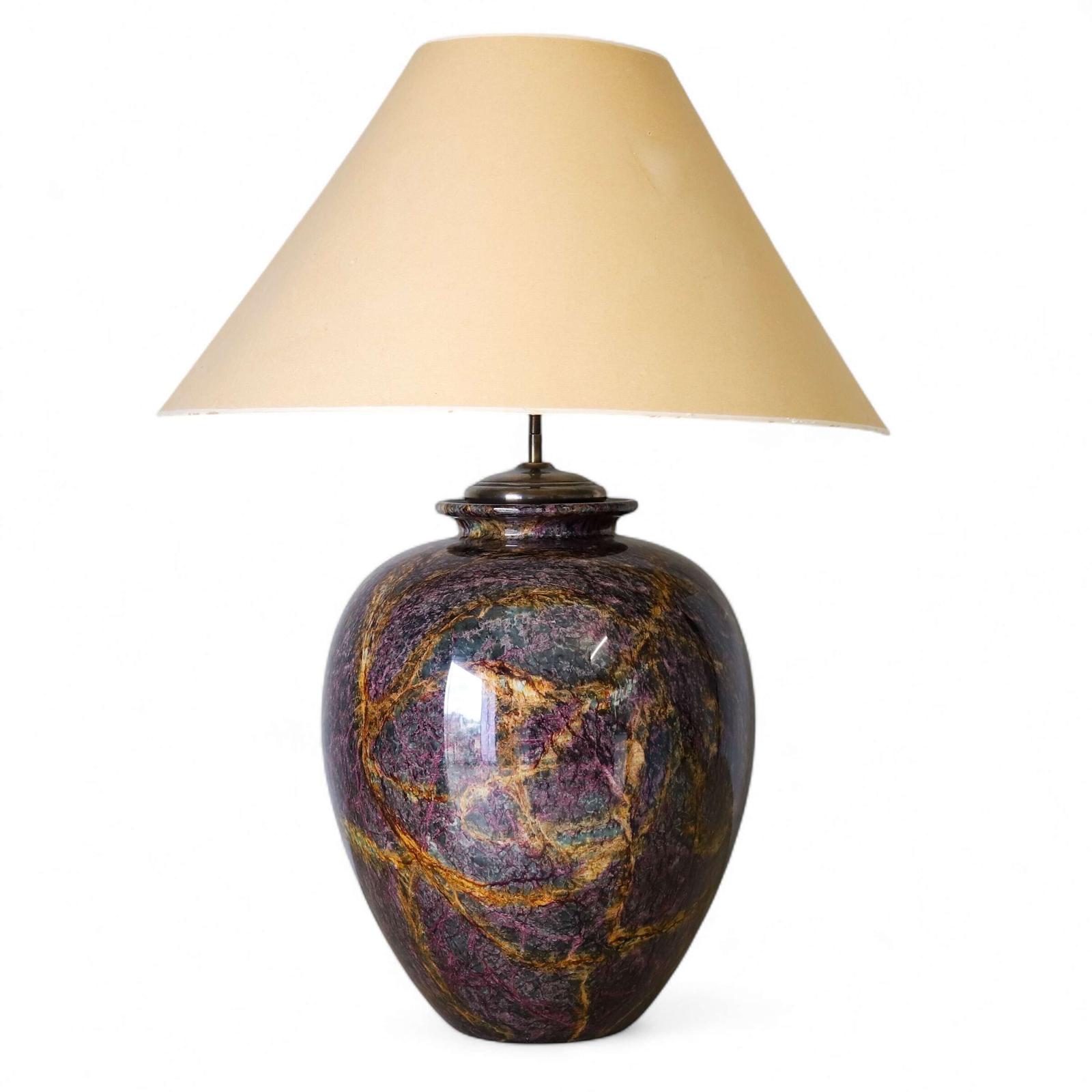 1950s Italian Faux Marble Jar Lamp - Stunning Composite Glass Masterpiece (1 of 9)