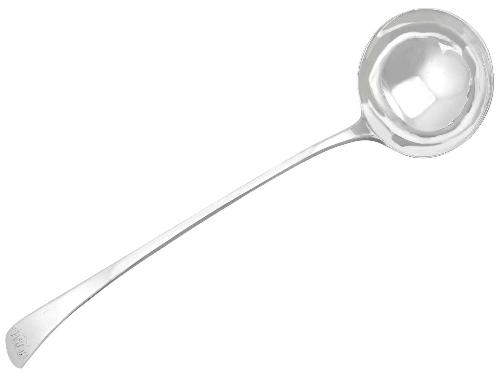 Antique Newcastle Sterling Silver Old English Pattern Soup Ladle (1 of 6)