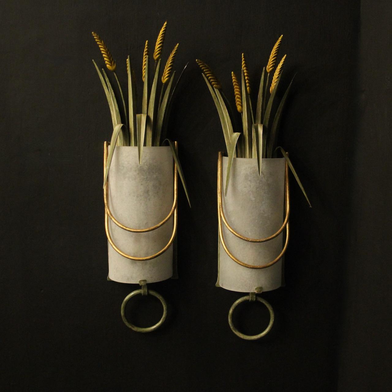 French Polychrome Wheatsheaf Wall Lights (1 of 10)