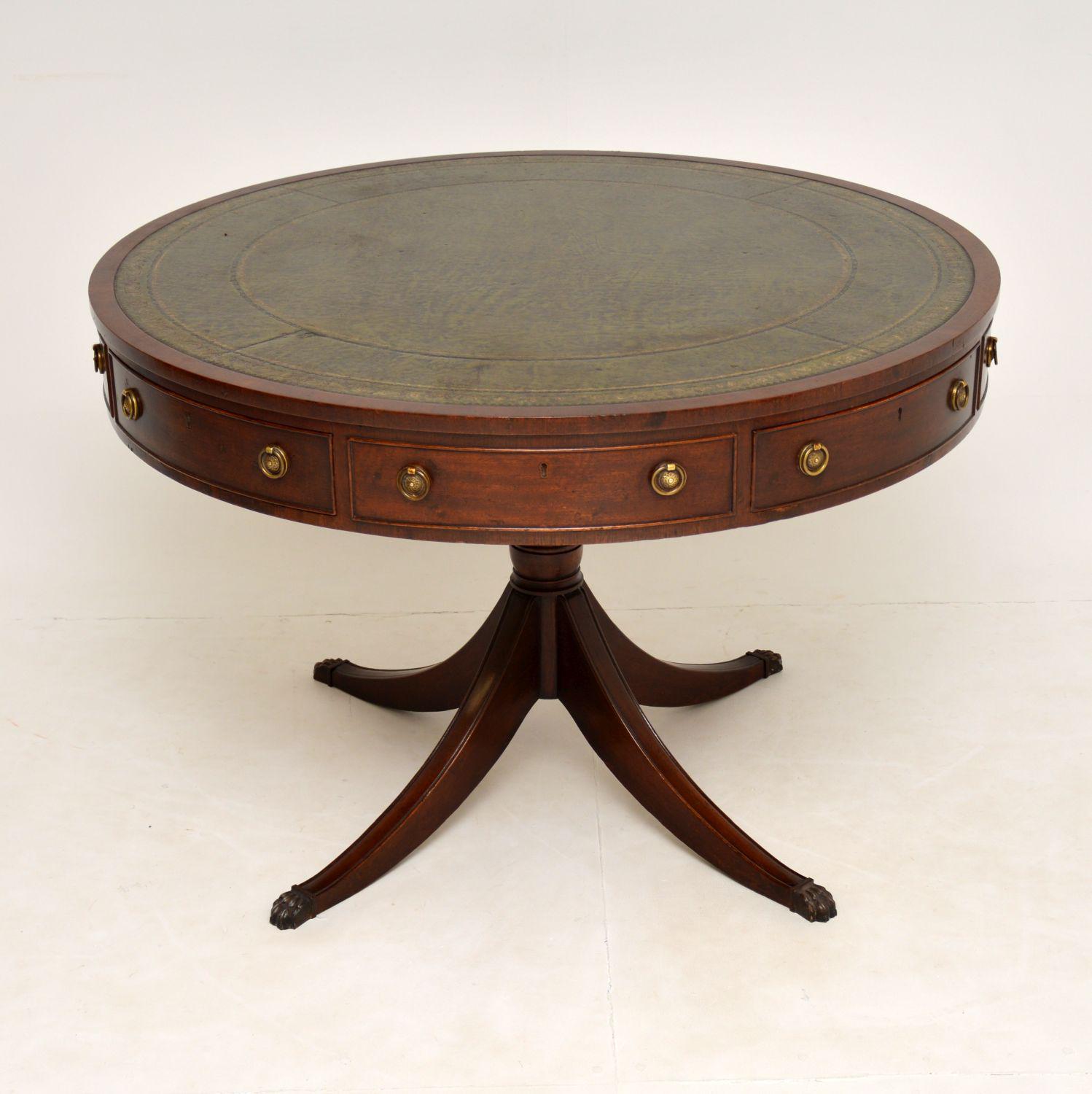 Antique Regency Style Mahogany & Leather Drum Table (1 of 10) Antique Regency Style Mahogany & Leather Drum Table (1 of 10)