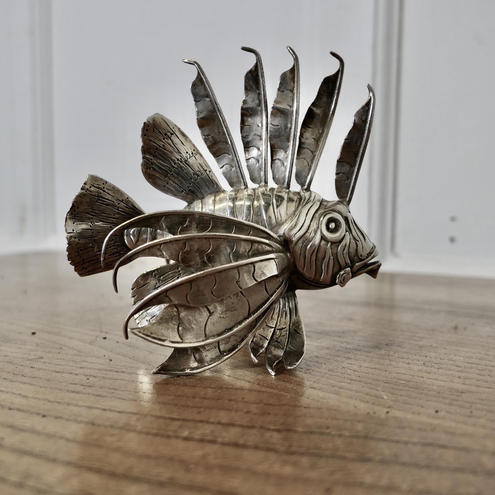 Silver Lion Fish Model Signed by  Mario Bucellati (1 of 7)