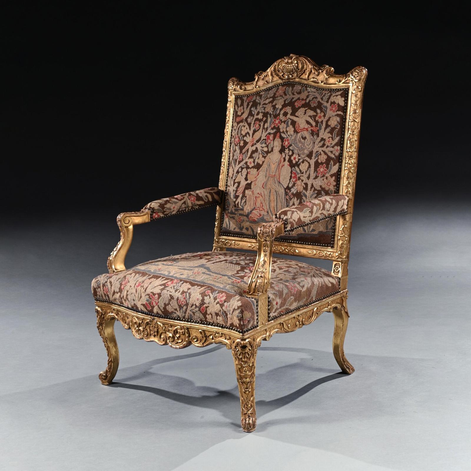 Fine 18th Century French Regence Period Giltwood Armchair Fauteuil (1 of 9)