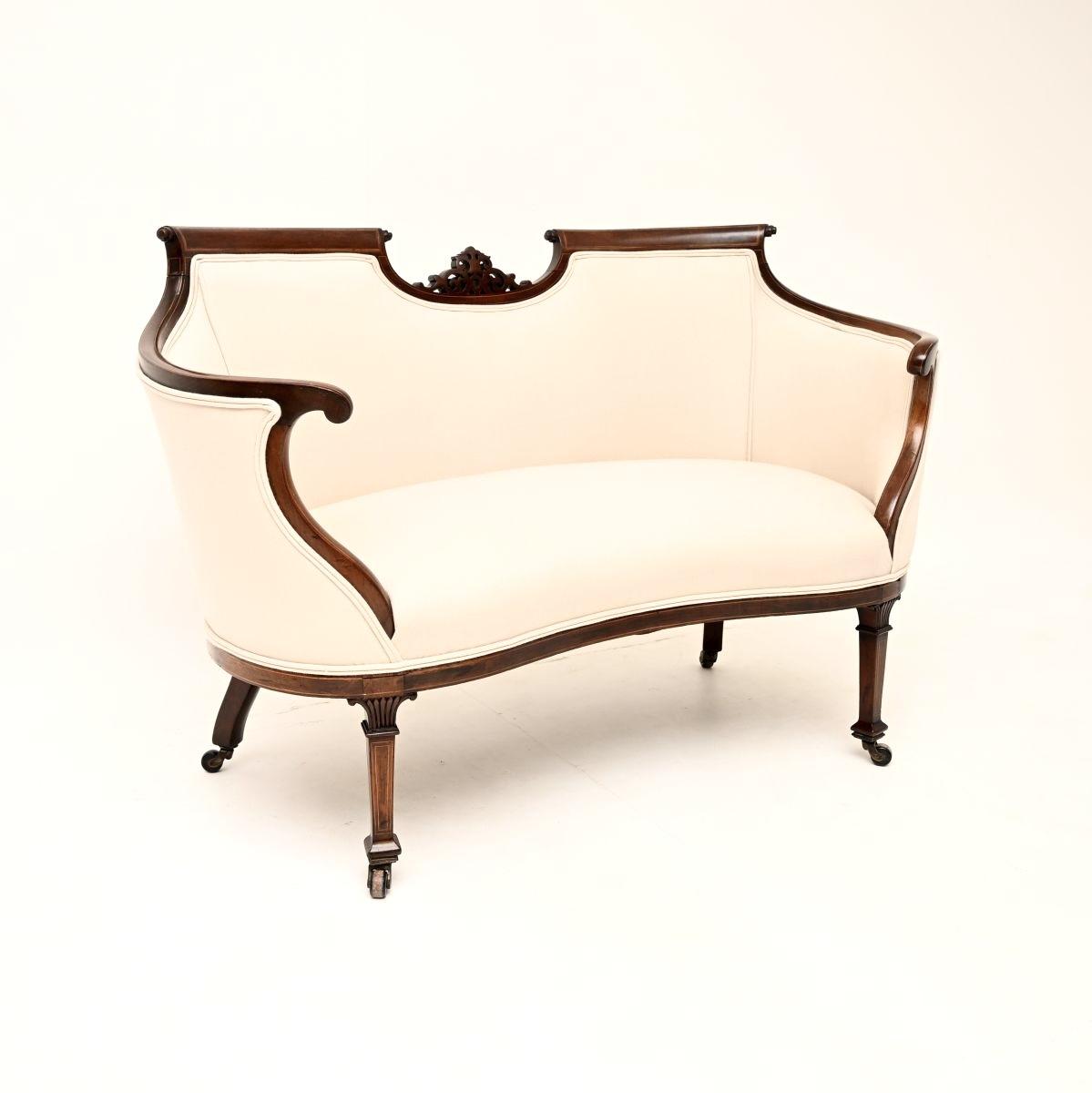 Antique Edwardian Inlaid Mahogany Settee (1 of 10) Antique Edwardian Inlaid Mahogany Settee (1 of 10)