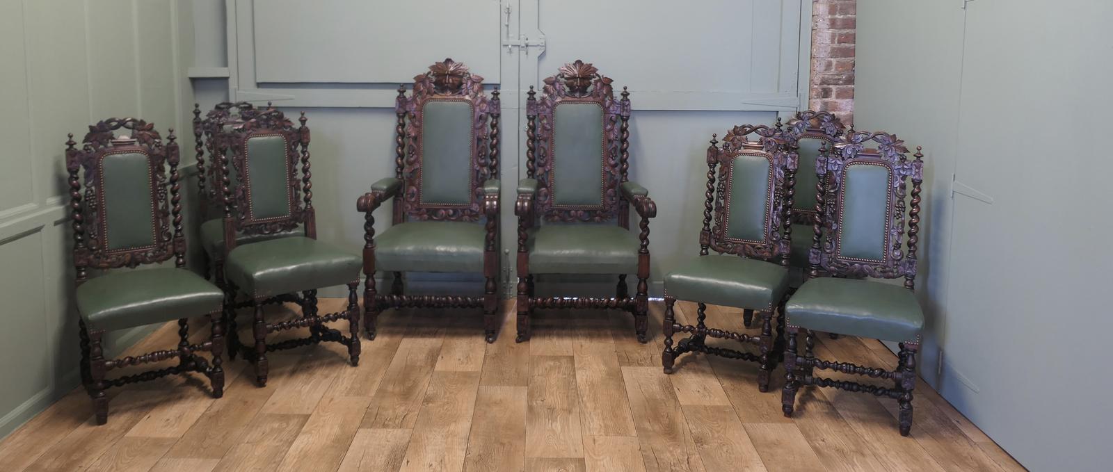 A Good Set of 10 Victorian Gothic Jacobean Style Oak Dining Chairs (1 of 7) A Good Set of 10 Victorian Gothic Jacobean Style Oak Dining Chairs (1 of 7)